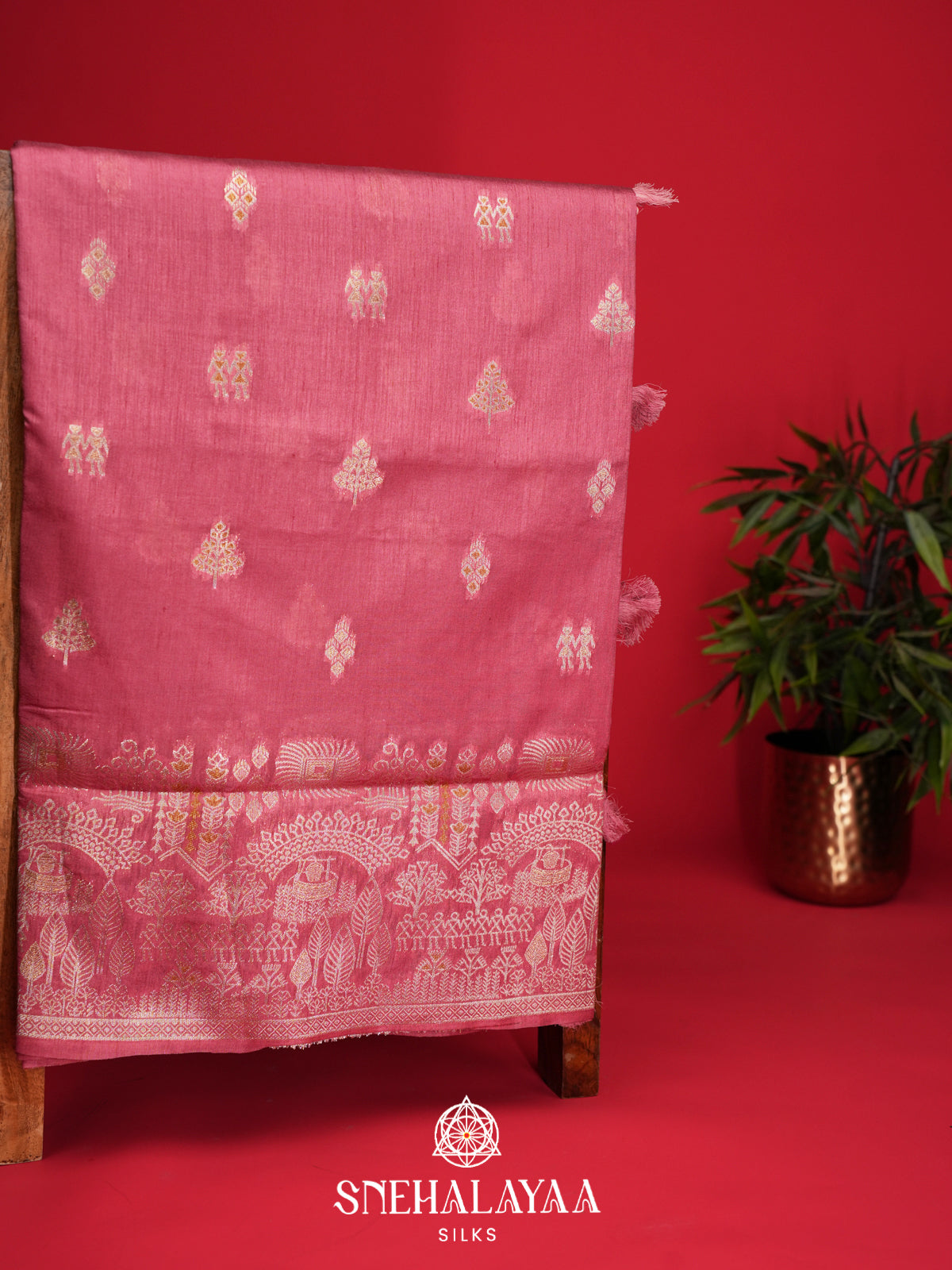 Mauve Pink Raw Silk Saree