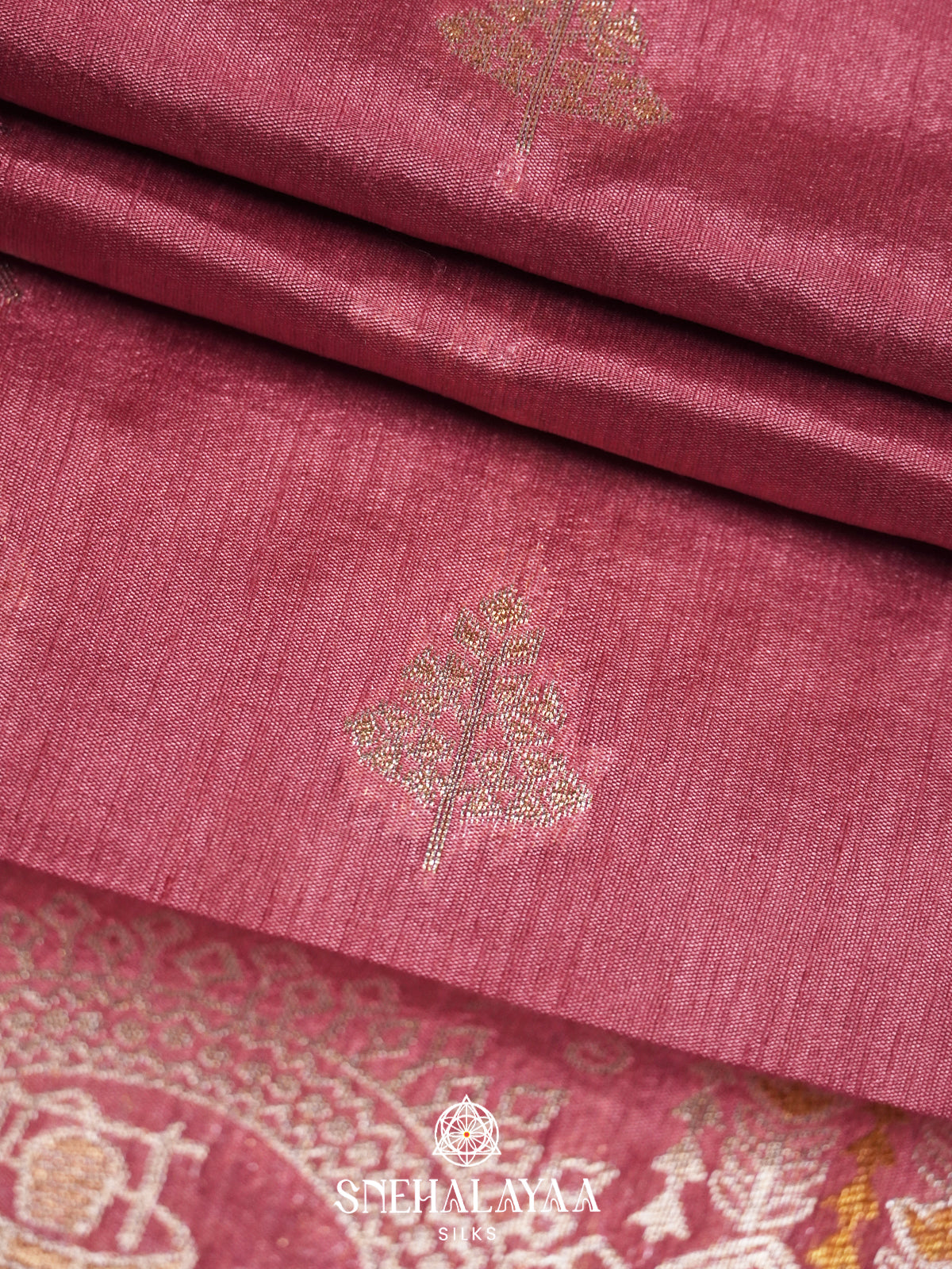 Mauve Pink Raw Silk Saree