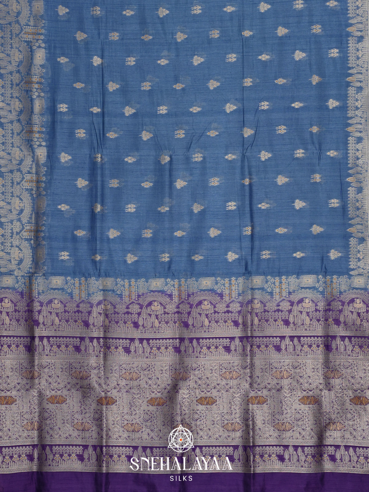 Ink Blue Raw Silk Saree