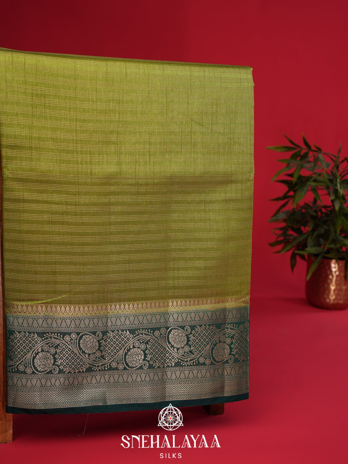 Sage Green Banaras Silk Saree