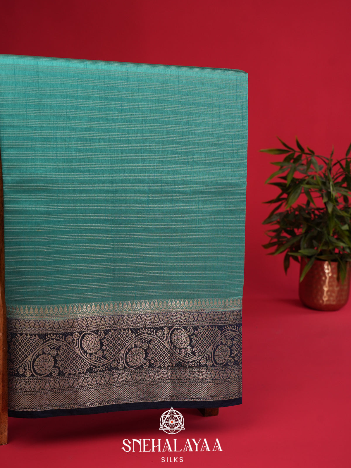 Teal Green Banaras Silk Saree