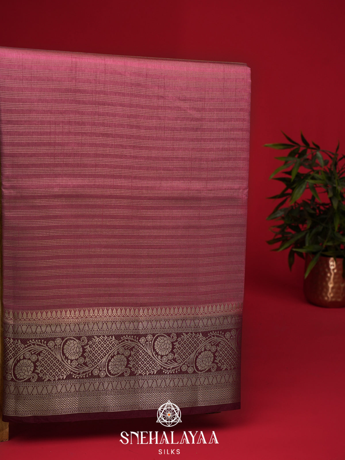 Dusty Mauve Banaras Silk Saree