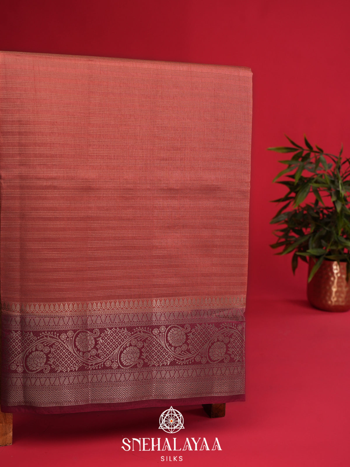 Peach Banaras Silk Saree