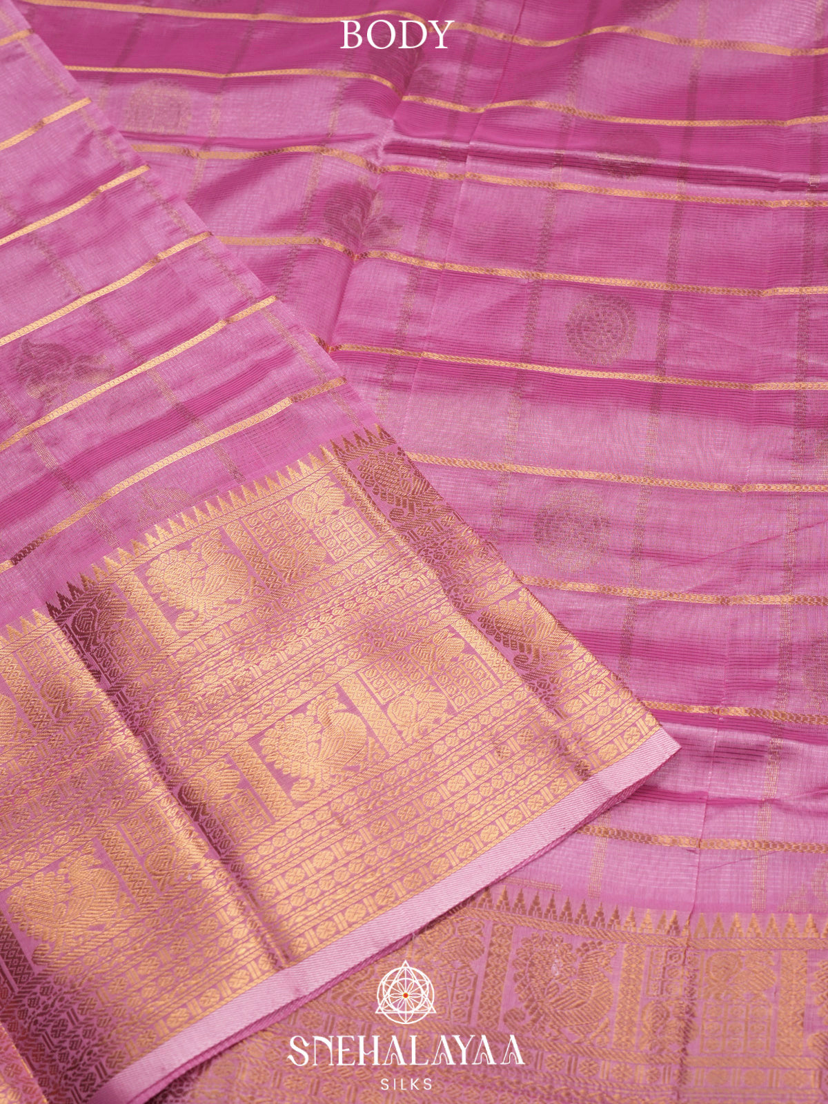 Pink Kuppadam Silk Cotton Saree with Annapakshi Zari Border