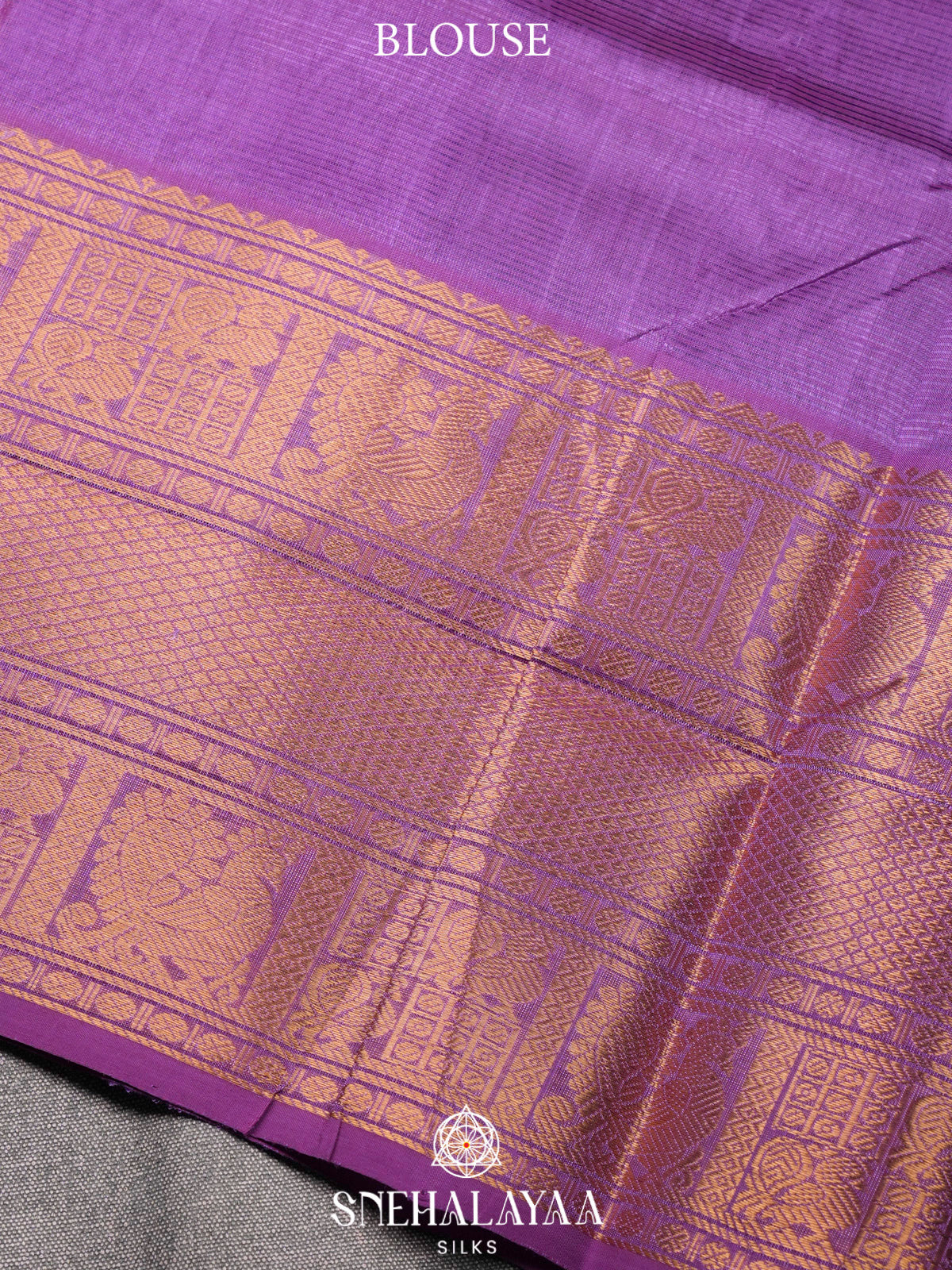 Purple Kuppadam Silk Cotton Saree with Zari Peacock Border