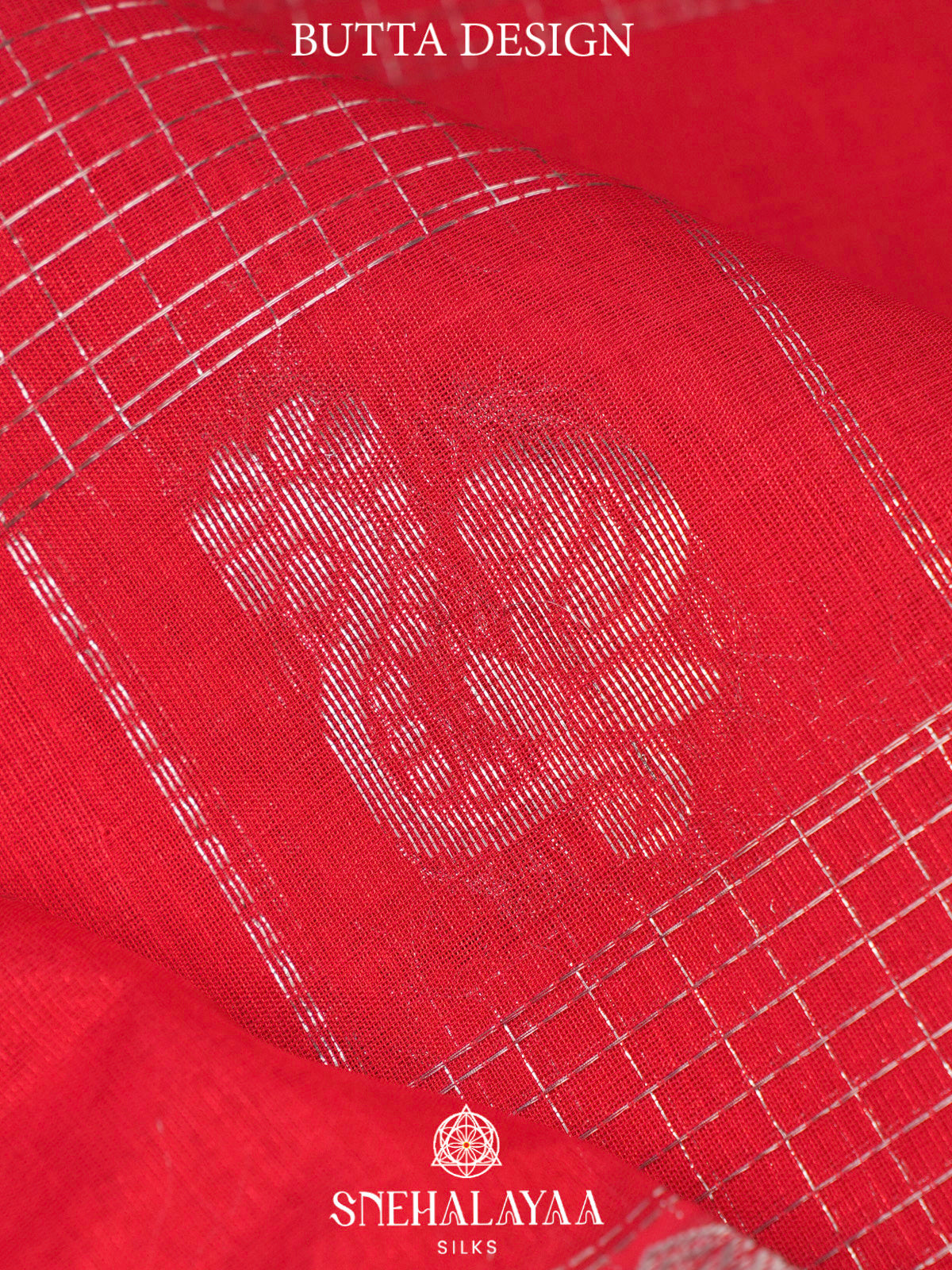 Chilli Red Kuppadam Silk Cotton Saree with Silver Zari Border