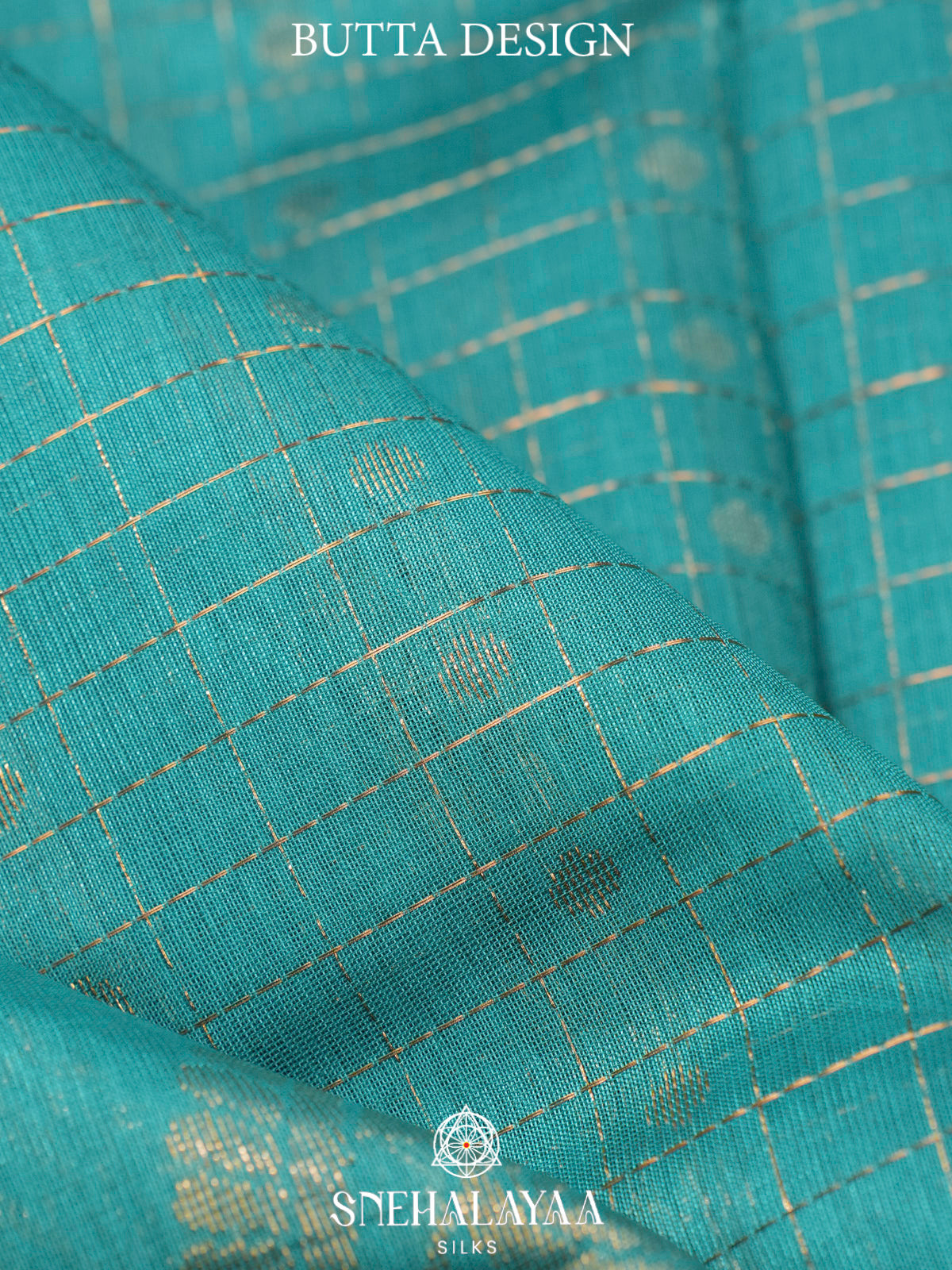 Sea Green Kuppadam Silk Cotton Saree with Golden Zari Border