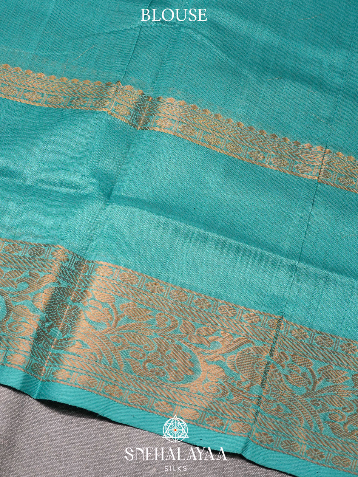 Sea Green Kuppadam Silk Cotton Saree with Golden Zari Border