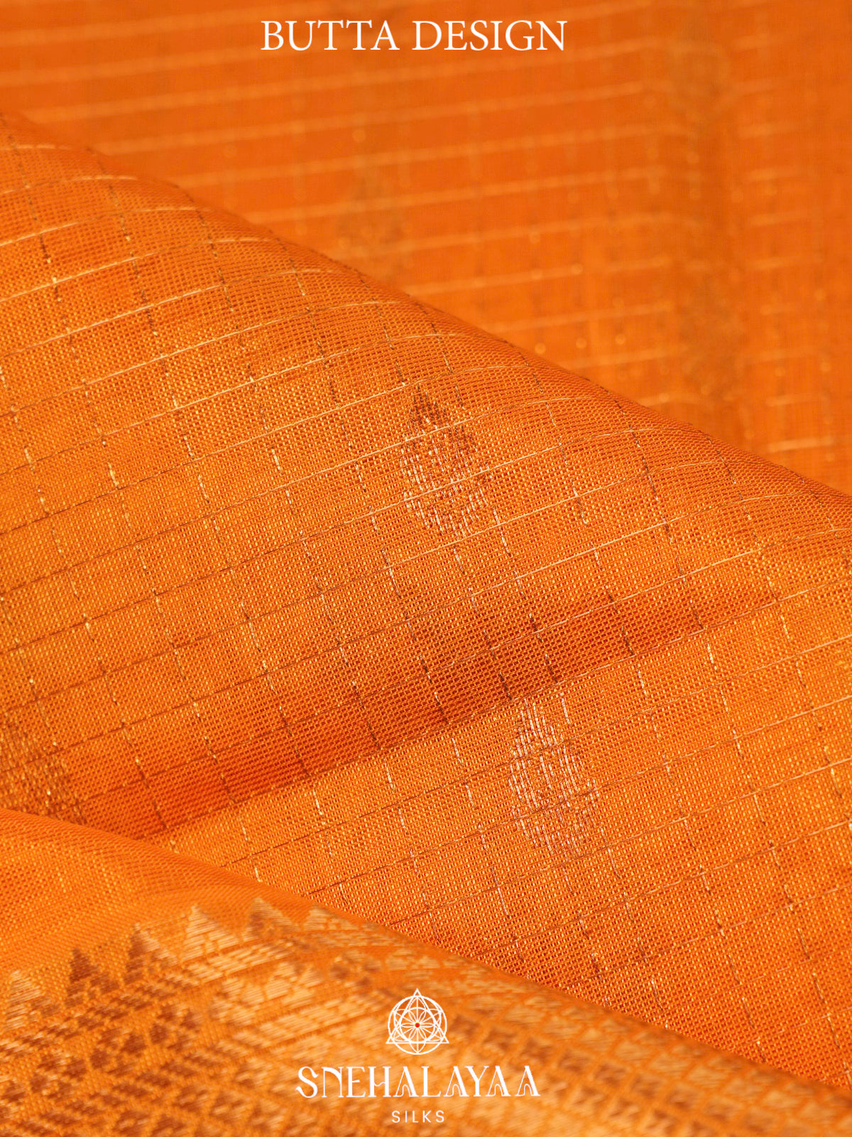 Orange Kuppadam Silk Cotton Saree with Traditional Zari Border