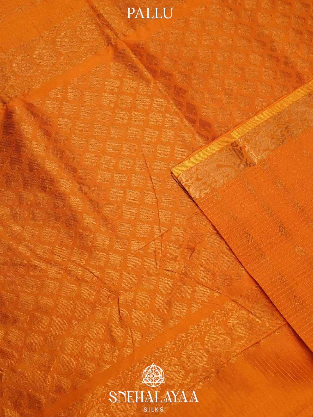 Orange Kuppadam Silk Cotton Saree with Traditional Zari Border