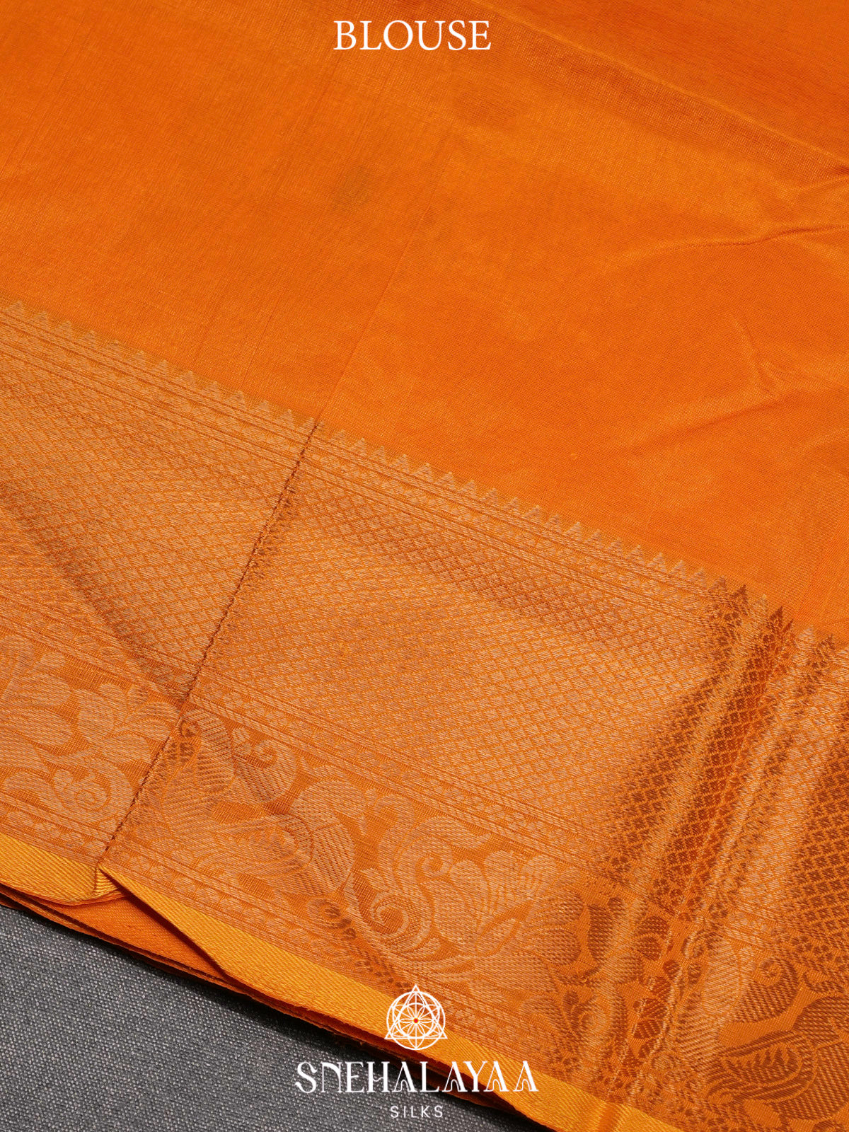 Orange Kuppadam Silk Cotton Saree with Traditional Zari Border