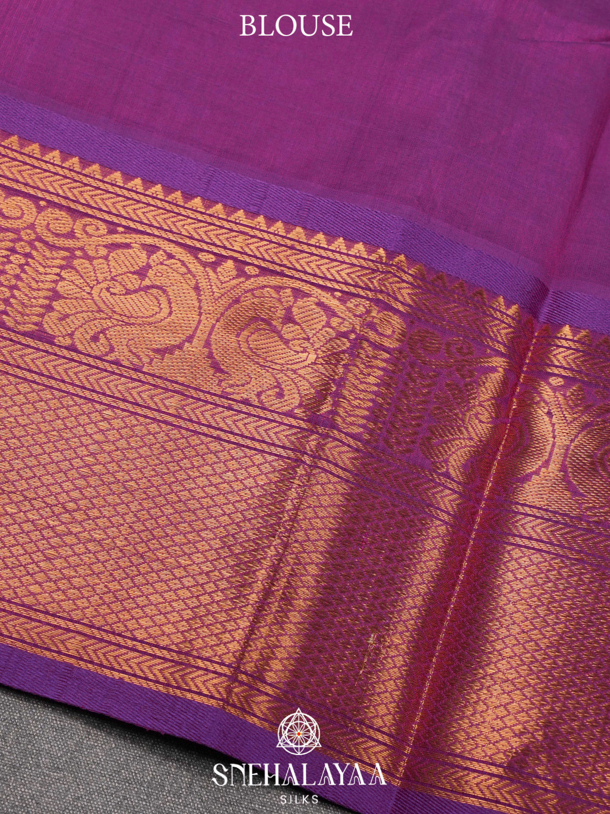 Pale Pink Kuppadam Silk Cotton Saree with Purple Zari Border