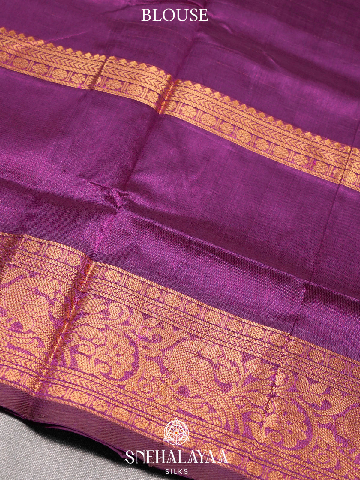 Purple Kuppadam Silk Cotton Saree with Peacock Zari Border