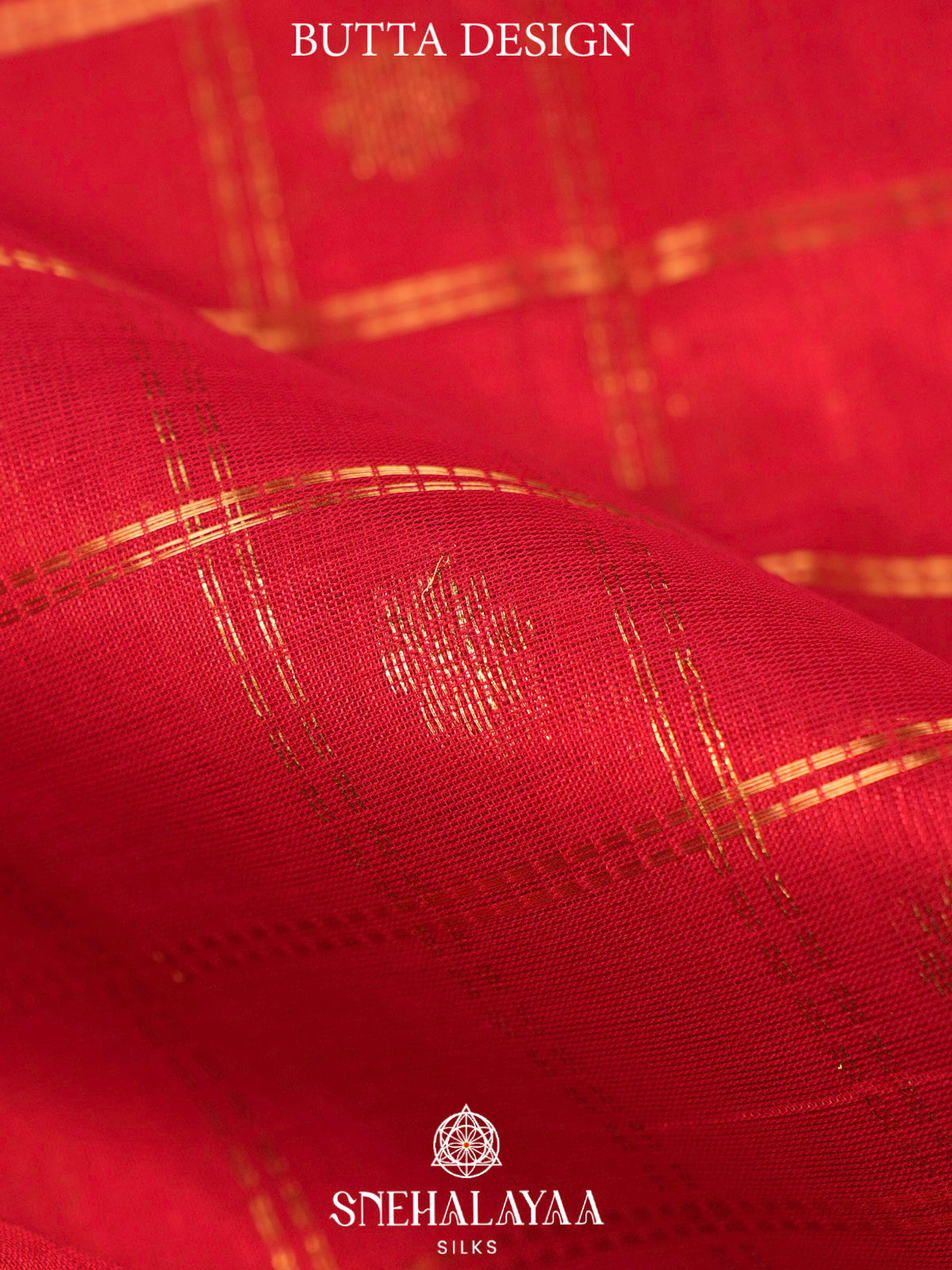 Chilli Red Kuppadam Silk Cotton Saree with Leaf Zari Border
