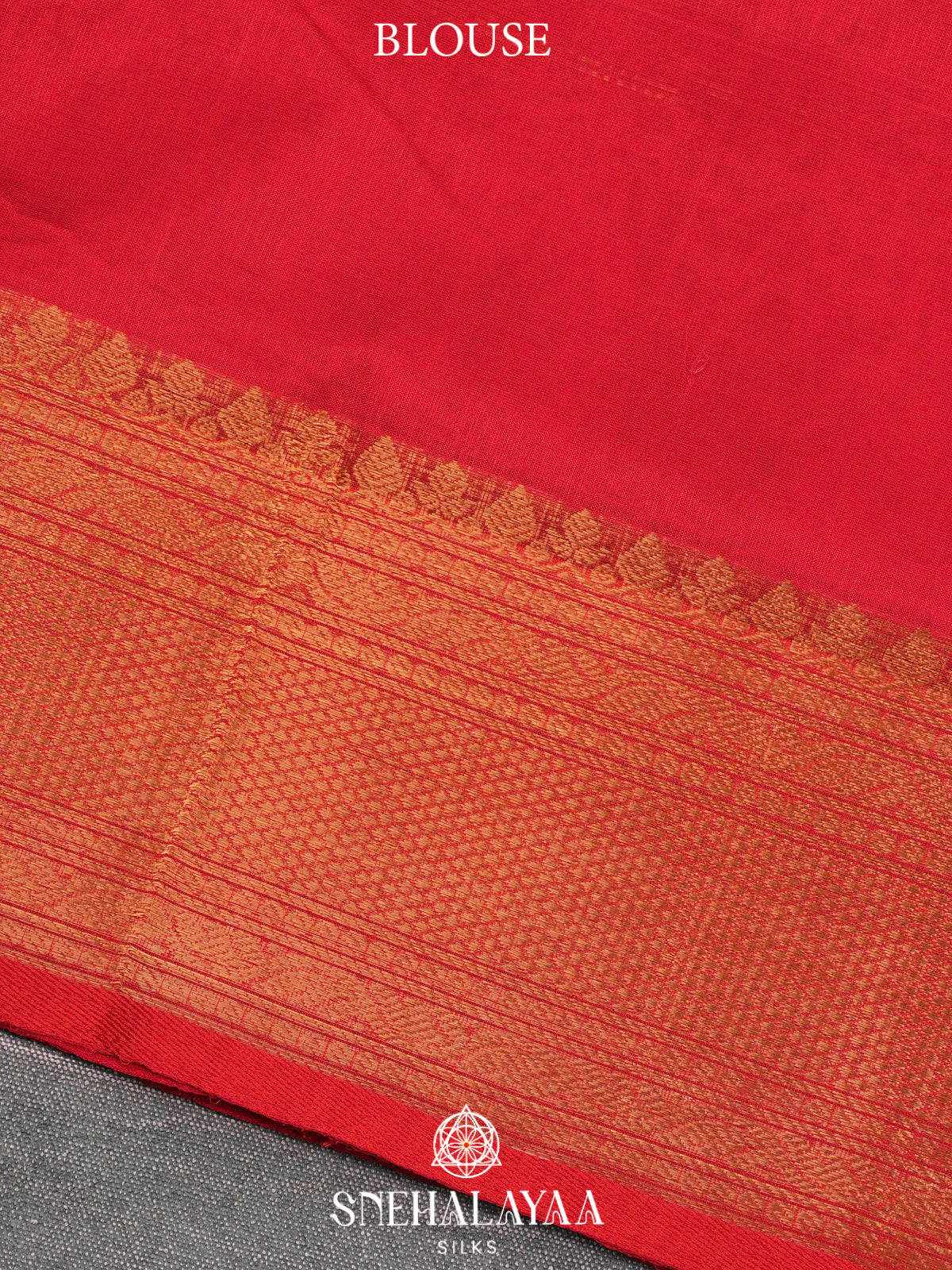 Chilli Red Kuppadam Silk Cotton Saree with Leaf Zari Border