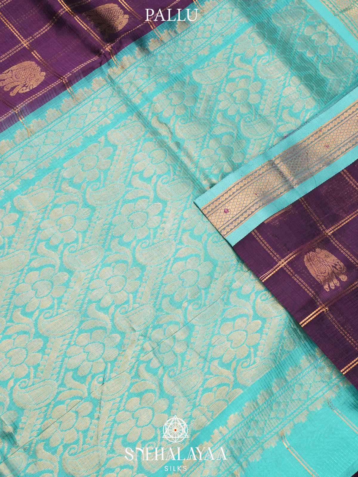 Wine Purple Kuppadam Silk Cotton Saree with Elephant Border