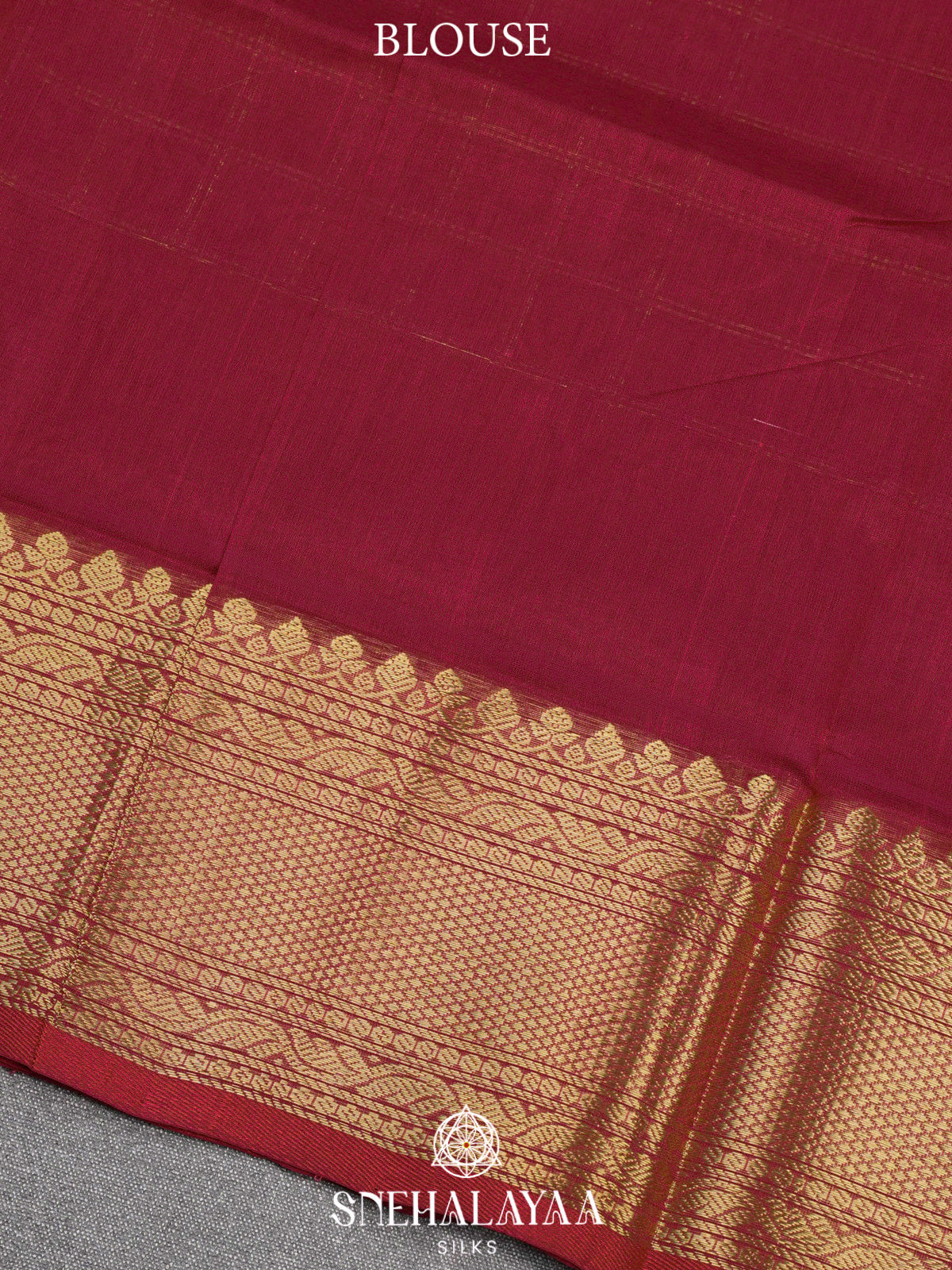 Maroon Kuppadam Silk Cotton Saree with Peacock Zari Border