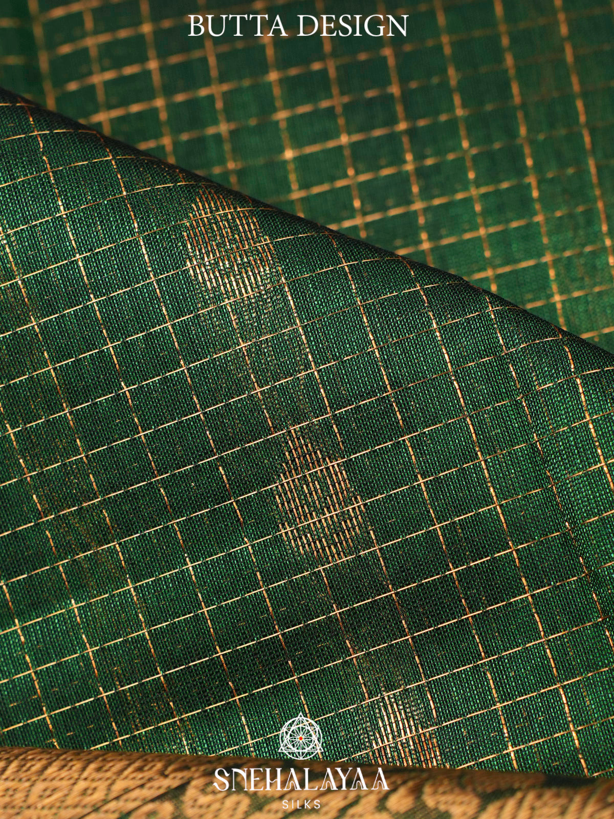 Bottle Green Kuppadam Silk Cotton Saree with Elephant Border