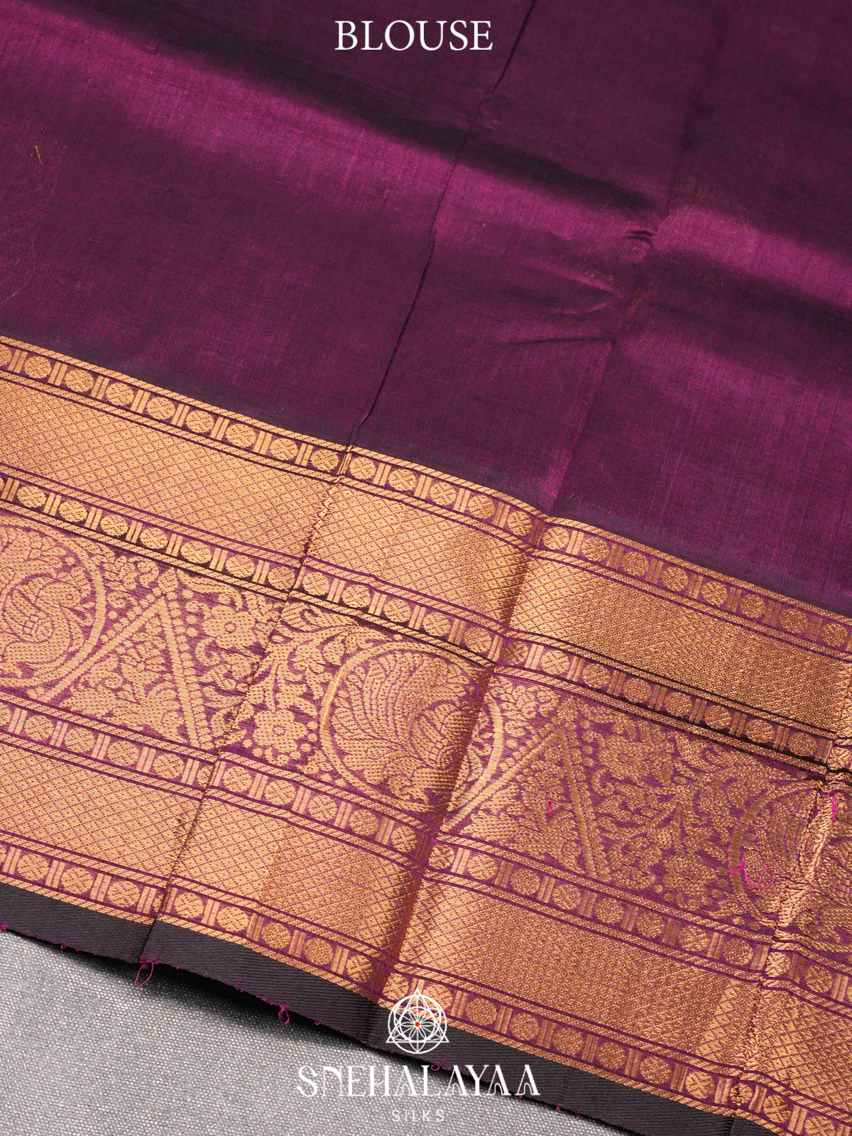 Purple Kuppadam Silk Cotton Saree with Elephant and Peacock Border