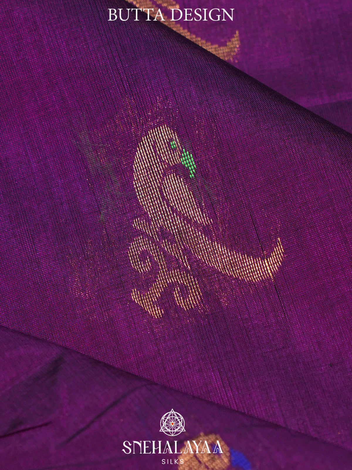 Purple Kuppadam Silk Cotton Saree with Mustard Zari Border