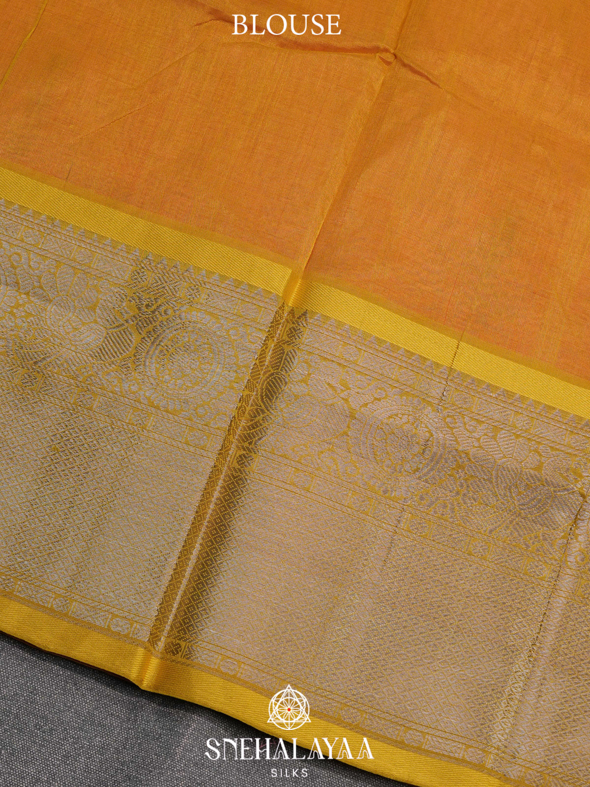 Coral Pink Kuppadam Silk Cotton Saree with Mustard Zari Border