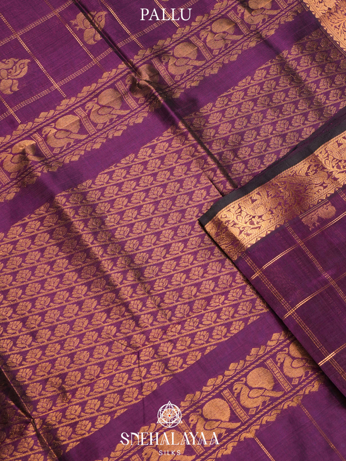 Wine Kuppadam Silk Cotton Saree with Gold Zari Border