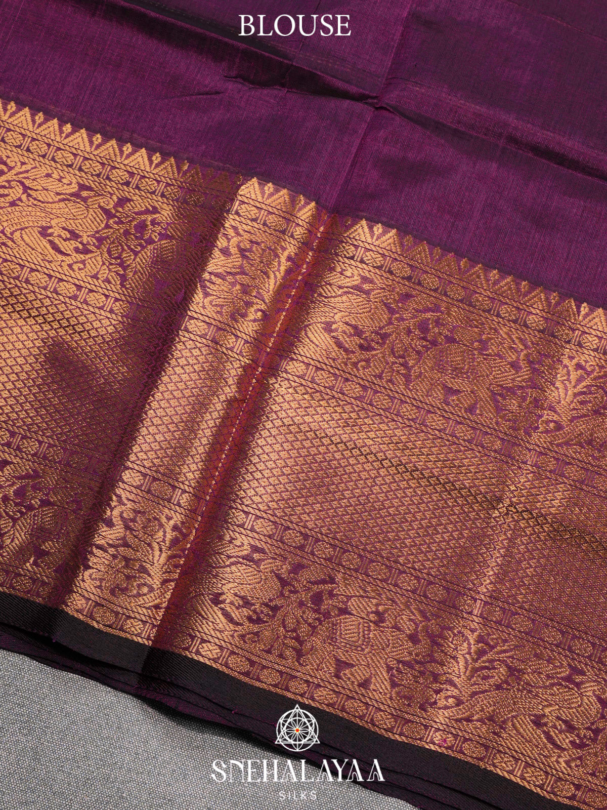 Wine Kuppadam Silk Cotton Saree with Gold Zari Border