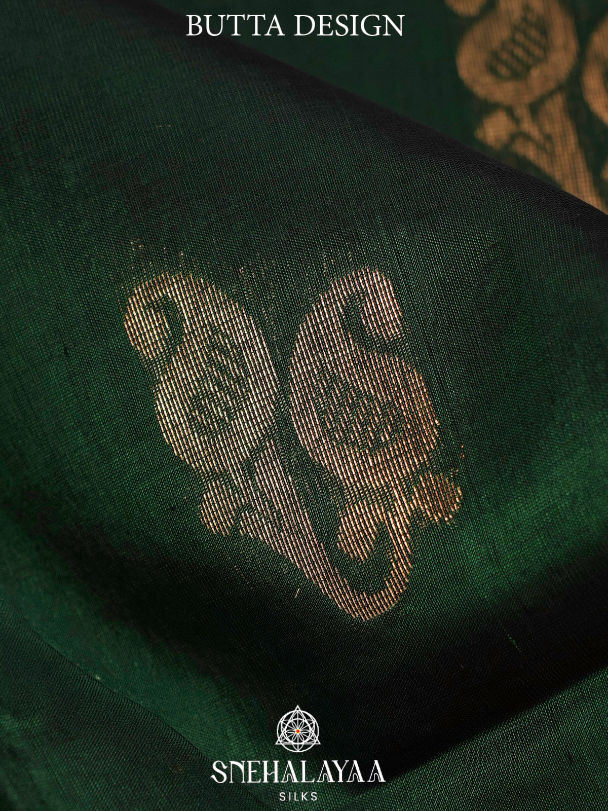 Bottle Green Kuppadam Silk Cotton Saree with Red Zari Border