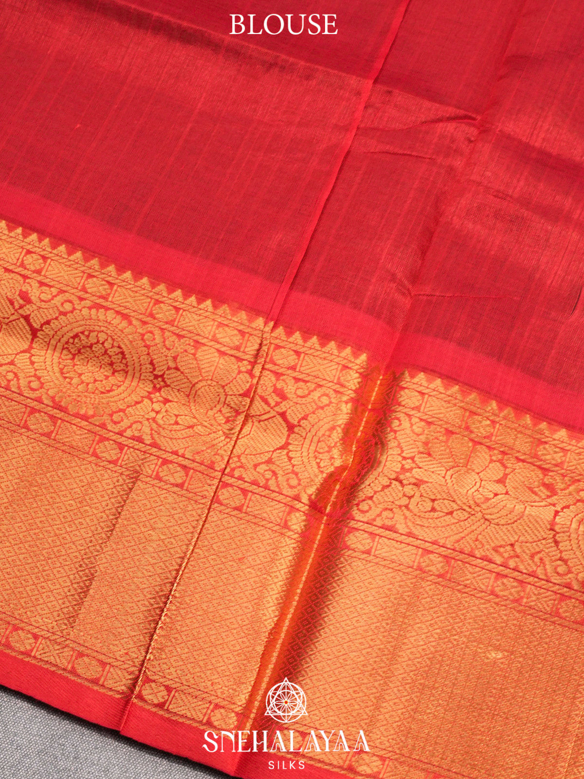 Bottle Green Kuppadam Silk Cotton Saree with Red Zari Border