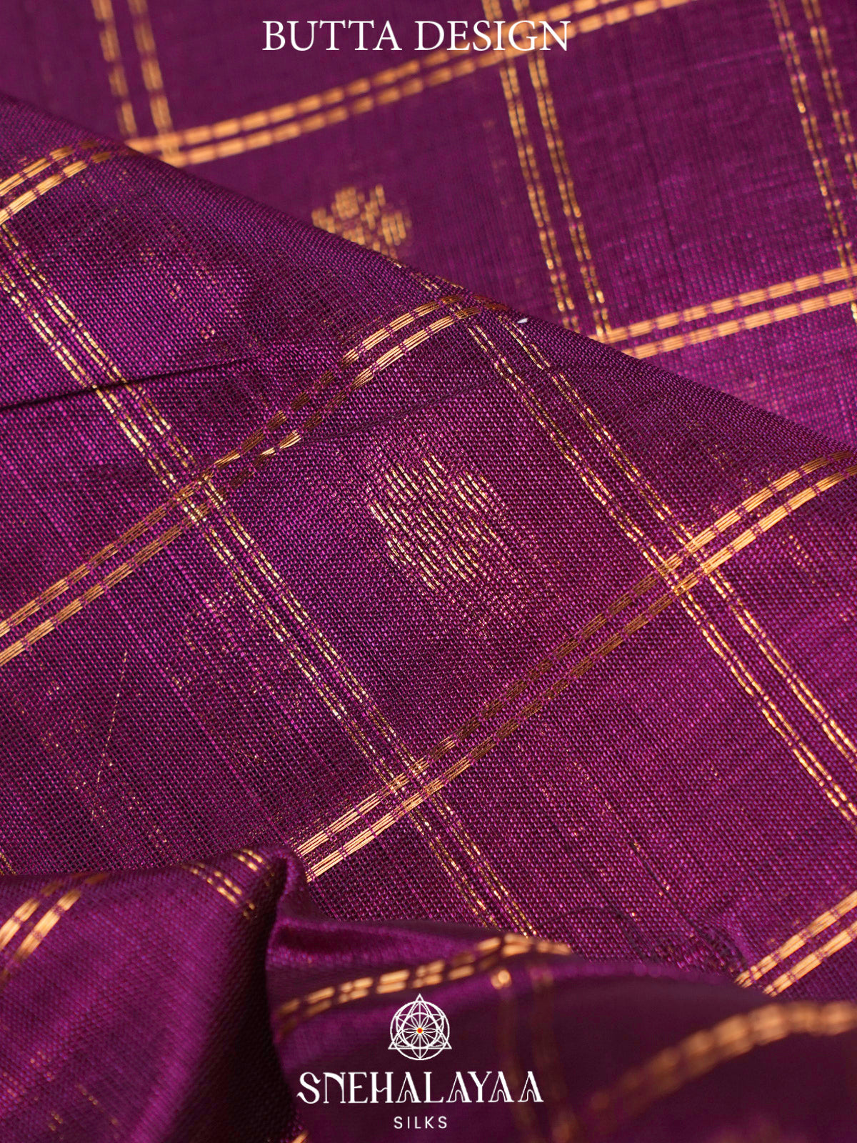 Purple Kuppadam Silk Cotton Saree with Gold Zari Border