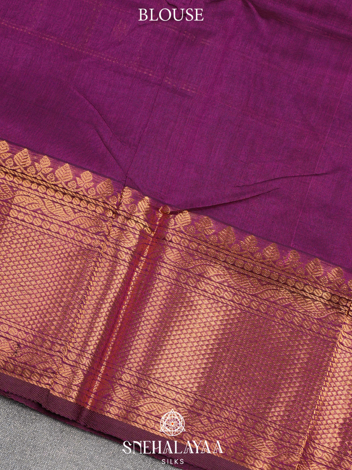 Purple Kuppadam Silk Cotton Saree with Gold Zari Border