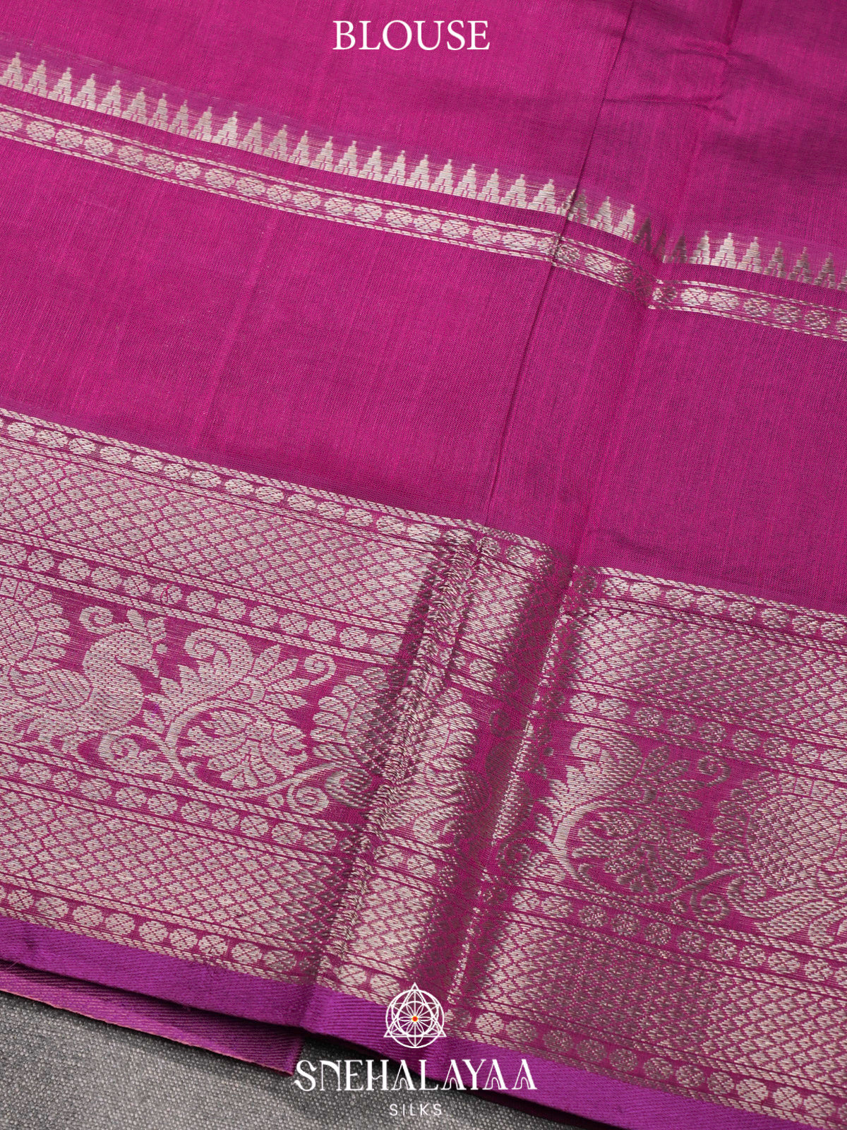 Pastel Pink Kuppadam Silk Cotton Saree with Silver Zari Border