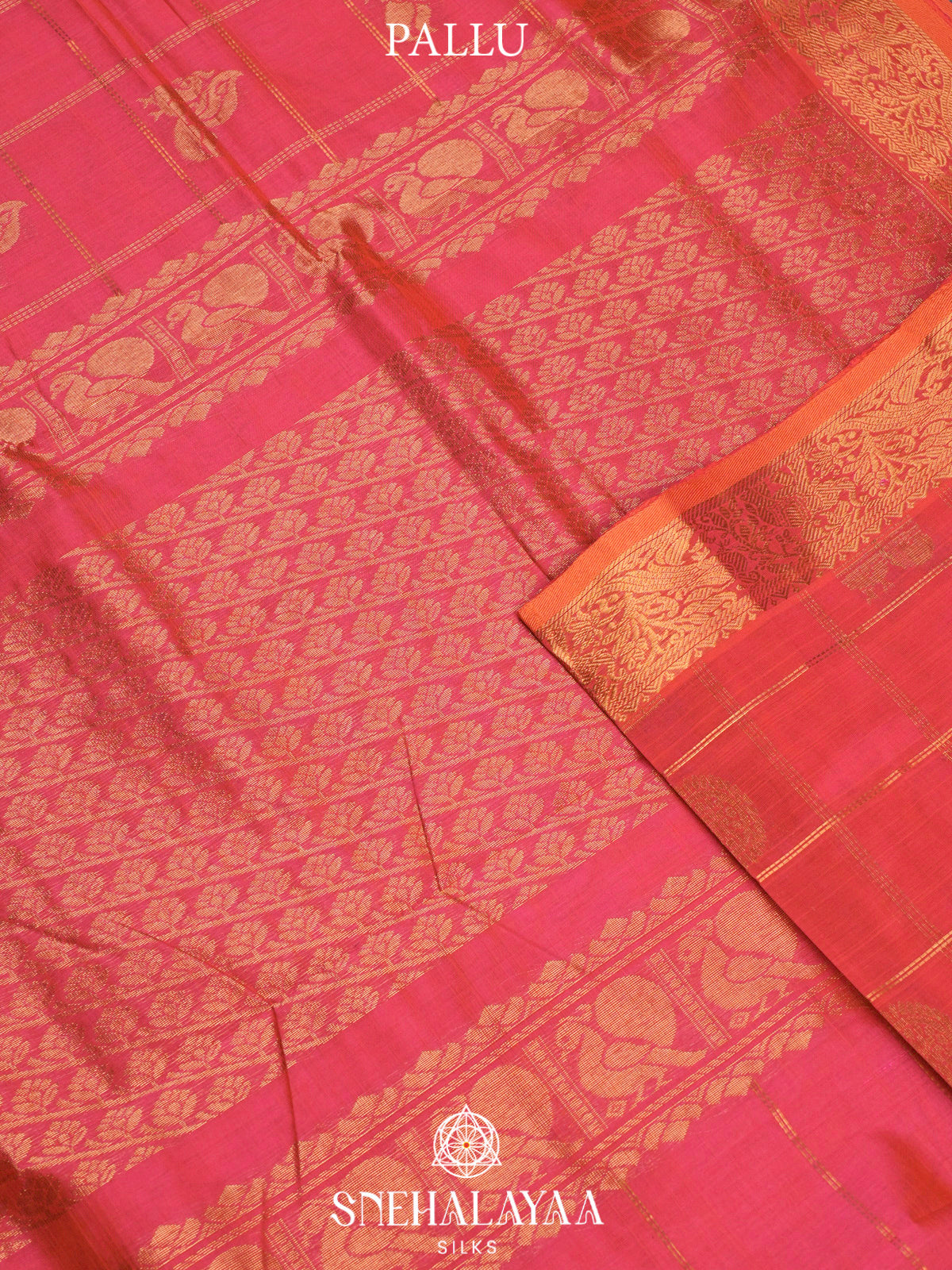 Pink Kuppadam Silk Cotton Saree with Elephant Zari Border