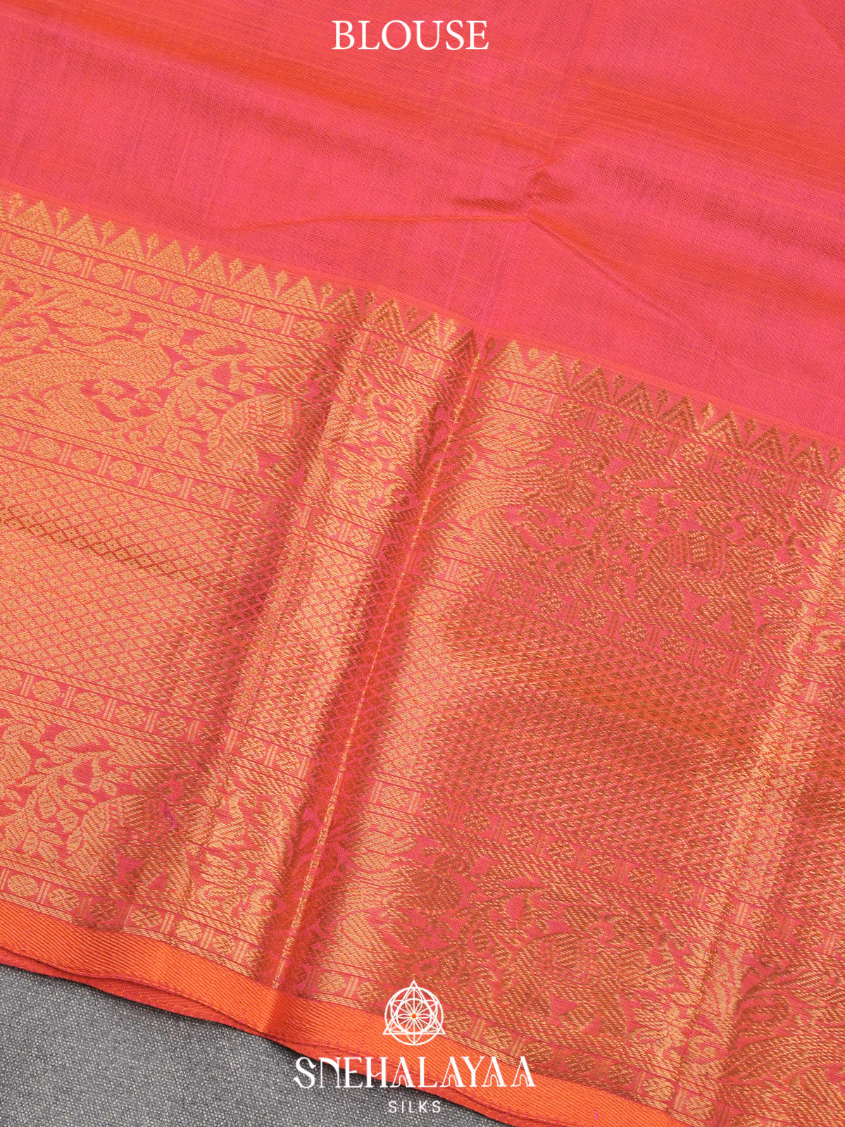 Pink Kuppadam Silk Cotton Saree with Elephant Zari Border