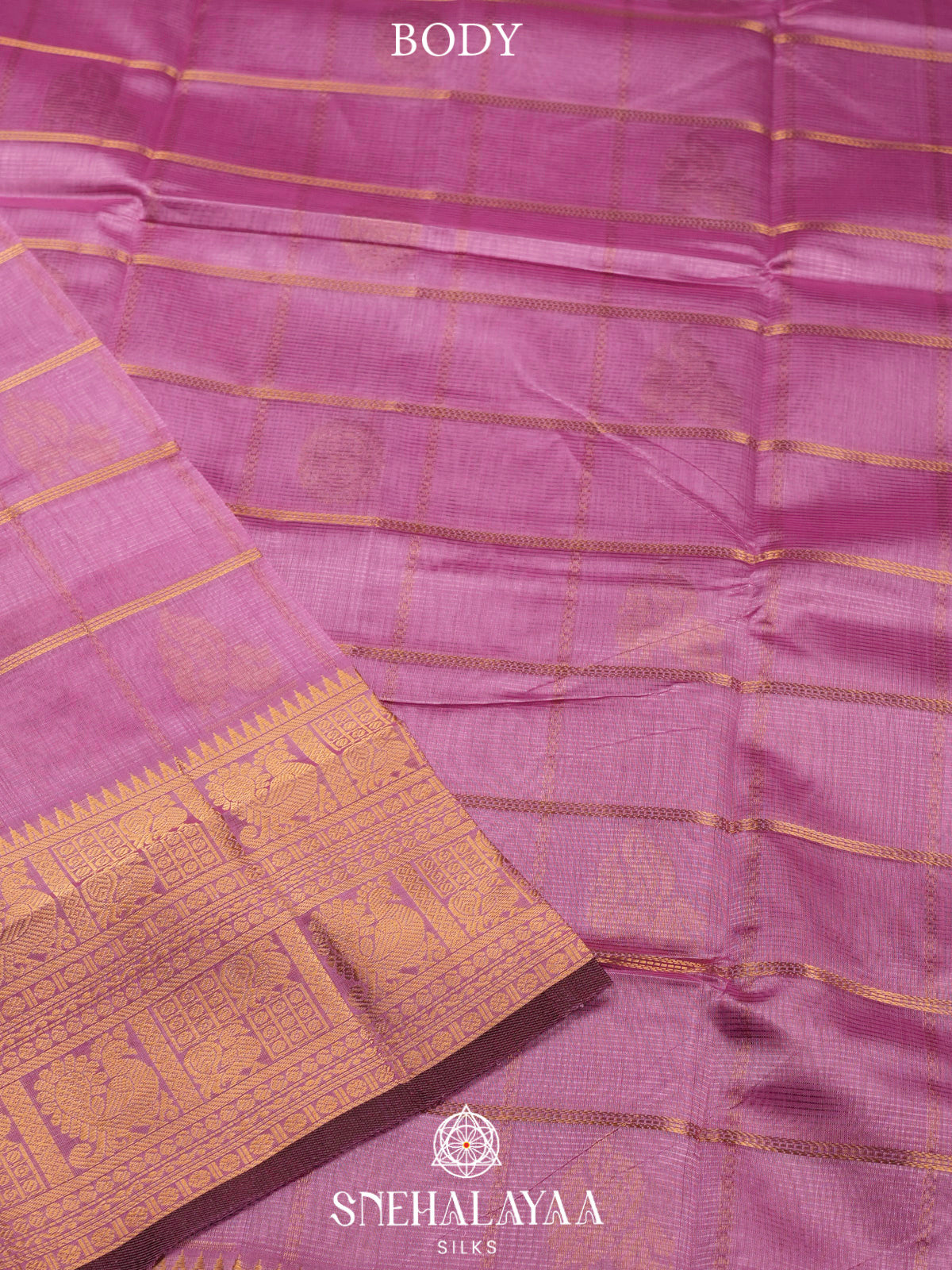 Pink Kuppadam Silk Cotton Saree with Peacock Zari Border