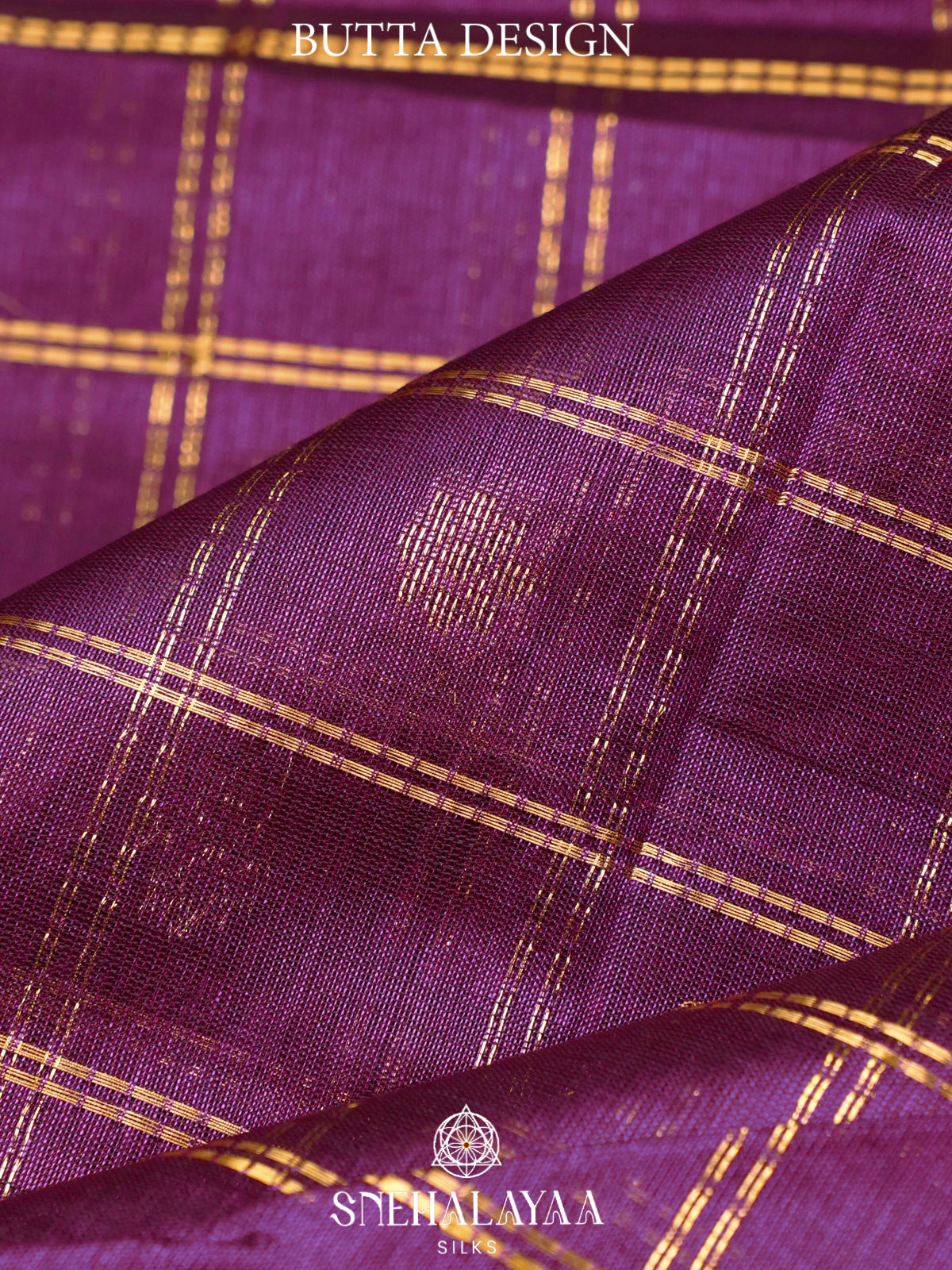Purple Kuppadam Silk Cotton Saree with Leaf Zari Border