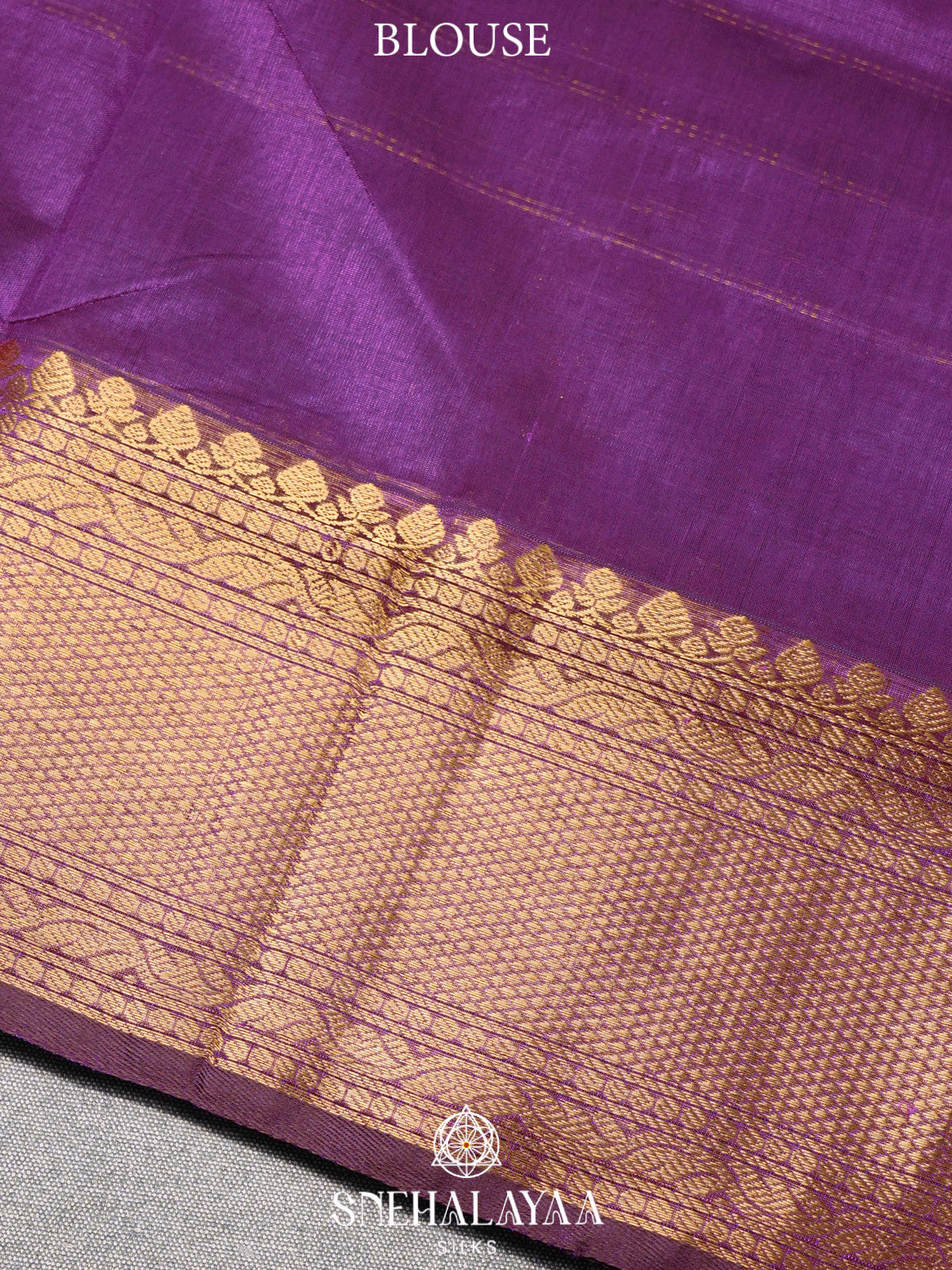 Purple Kuppadam Silk Cotton Saree with Leaf Zari Border