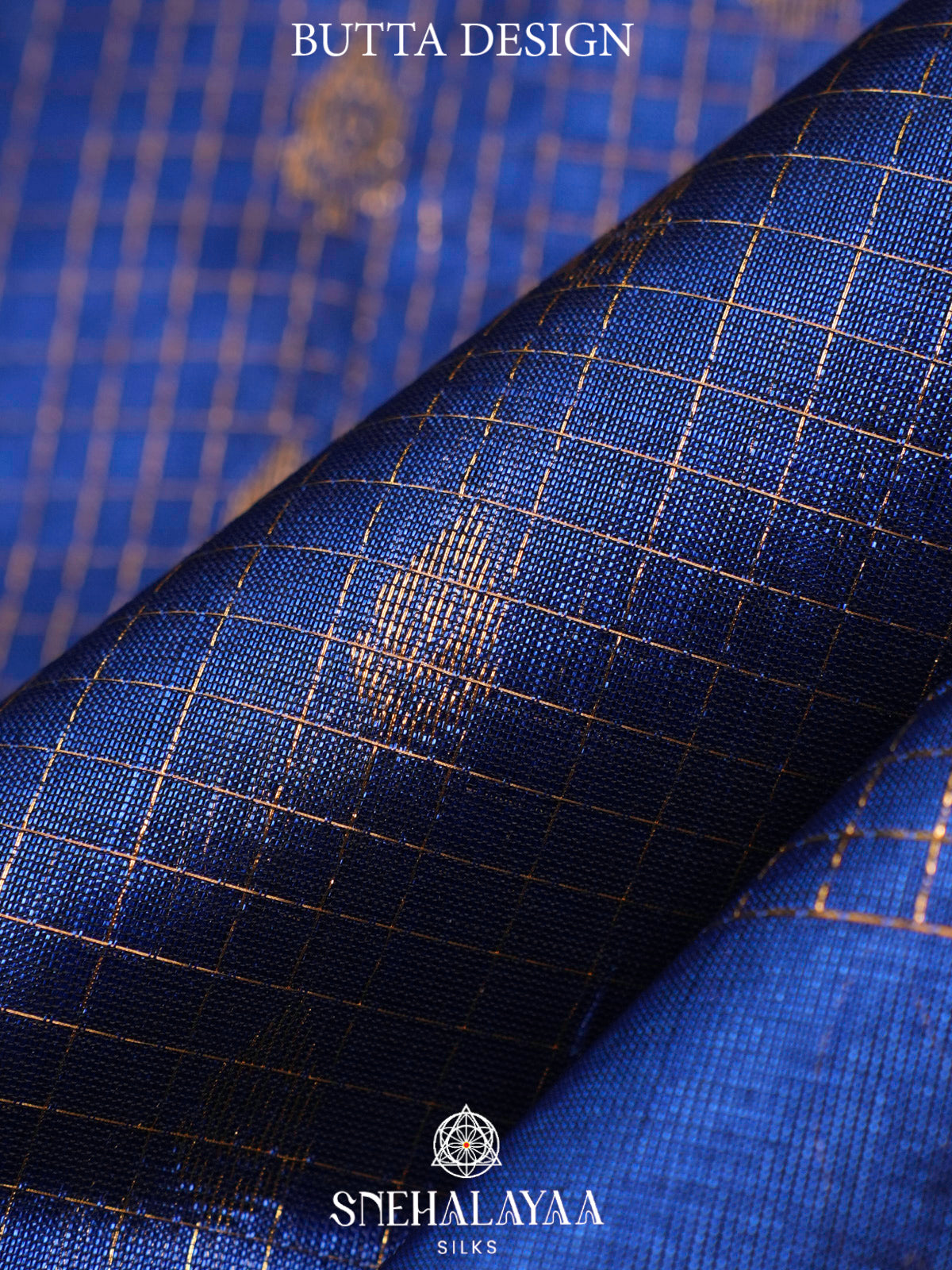 Ink Blue Kuppadam Silk Cotton Saree with Peacock Zari Border