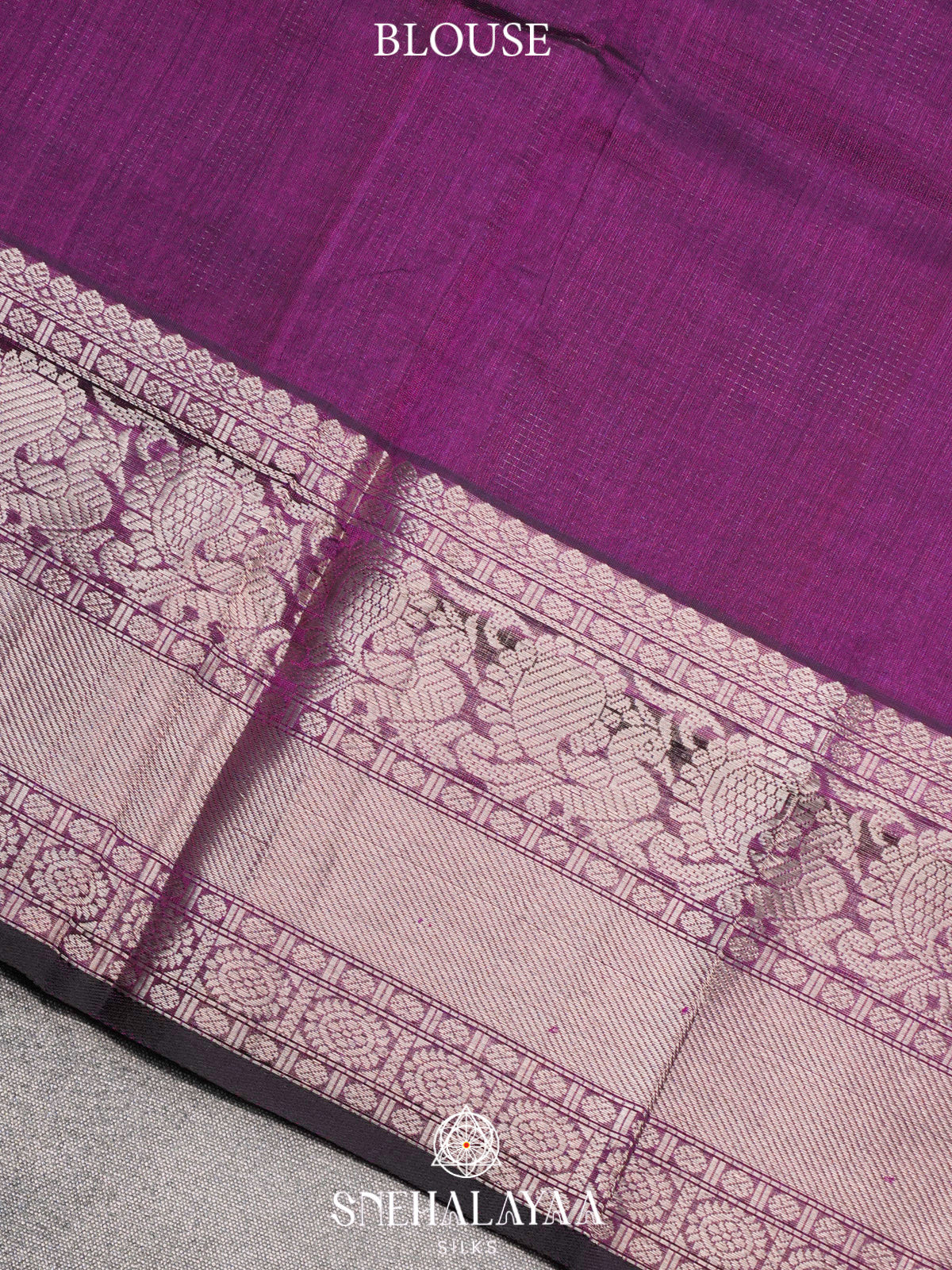 Purple Kuppadam Silk Cotton Saree with Floral Zari Border