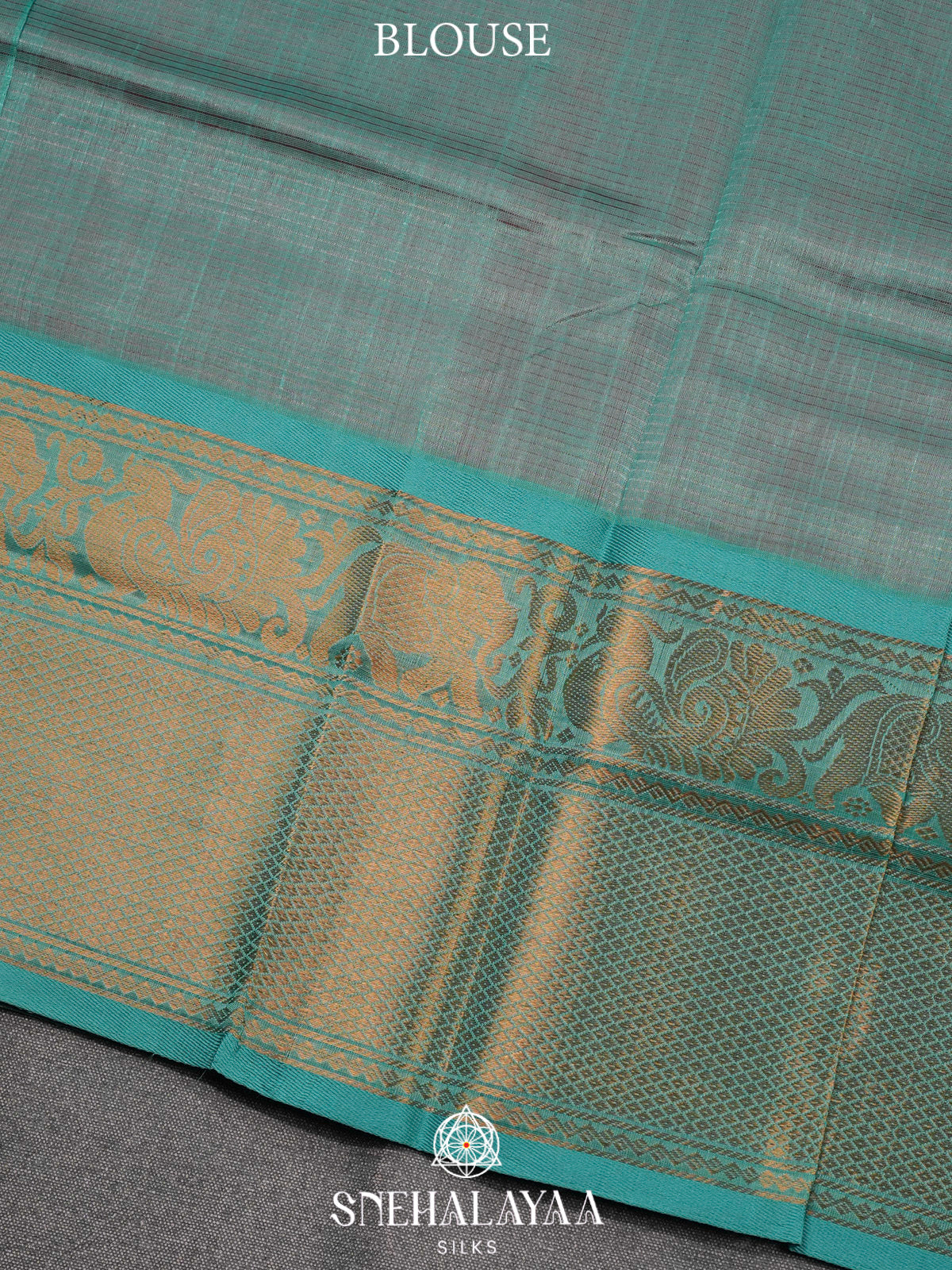 Coral Pink Kuppadam Silk Cotton Saree with Sea Green Zari Border