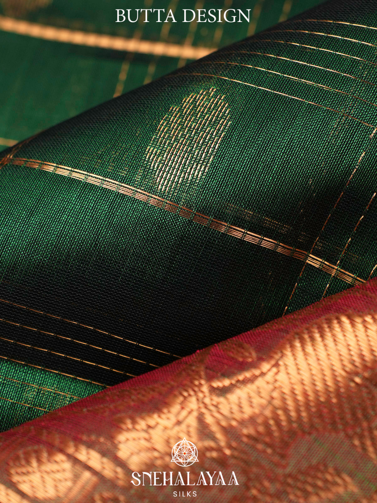 Forest Green Kuppadam Silk Cotton Saree with Elephant Zari Border