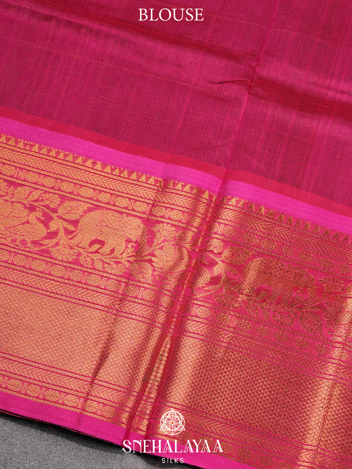 Forest Green Kuppadam Silk Cotton Saree with Elephant Zari Border