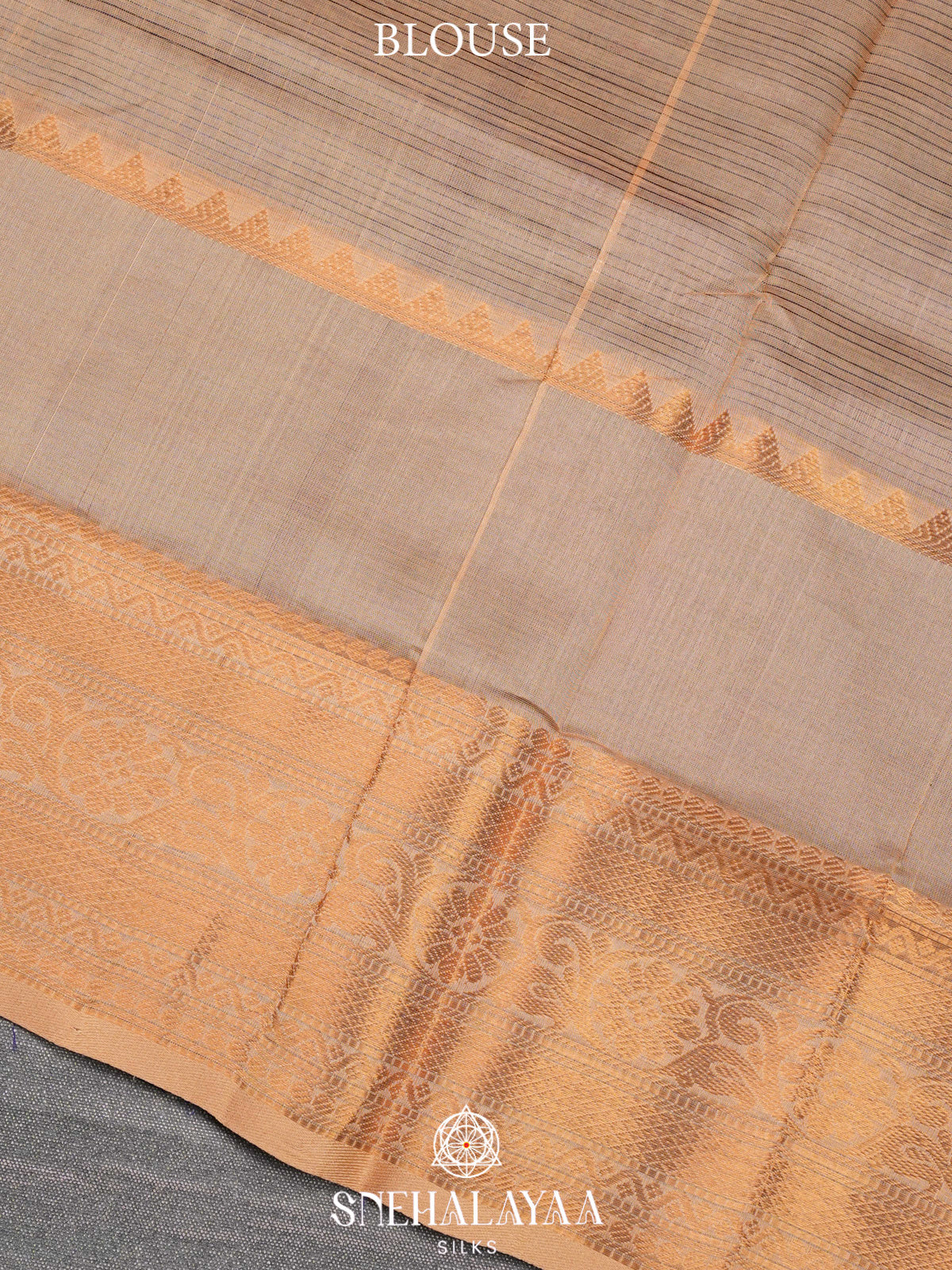 Navy Blue Kuppadam Silk Cotton Saree with Floral Zari Border