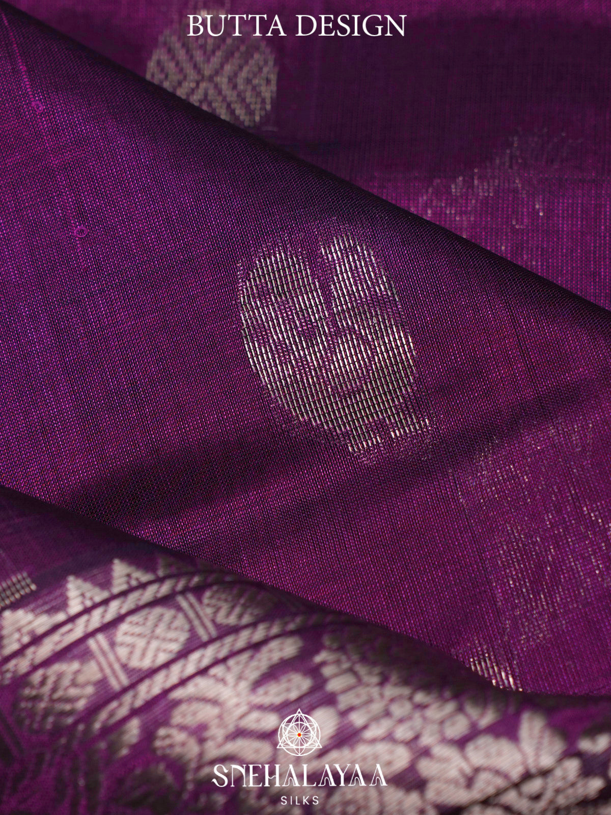 Purple Kuppadam Silk Cotton Saree with Floral Zari Border