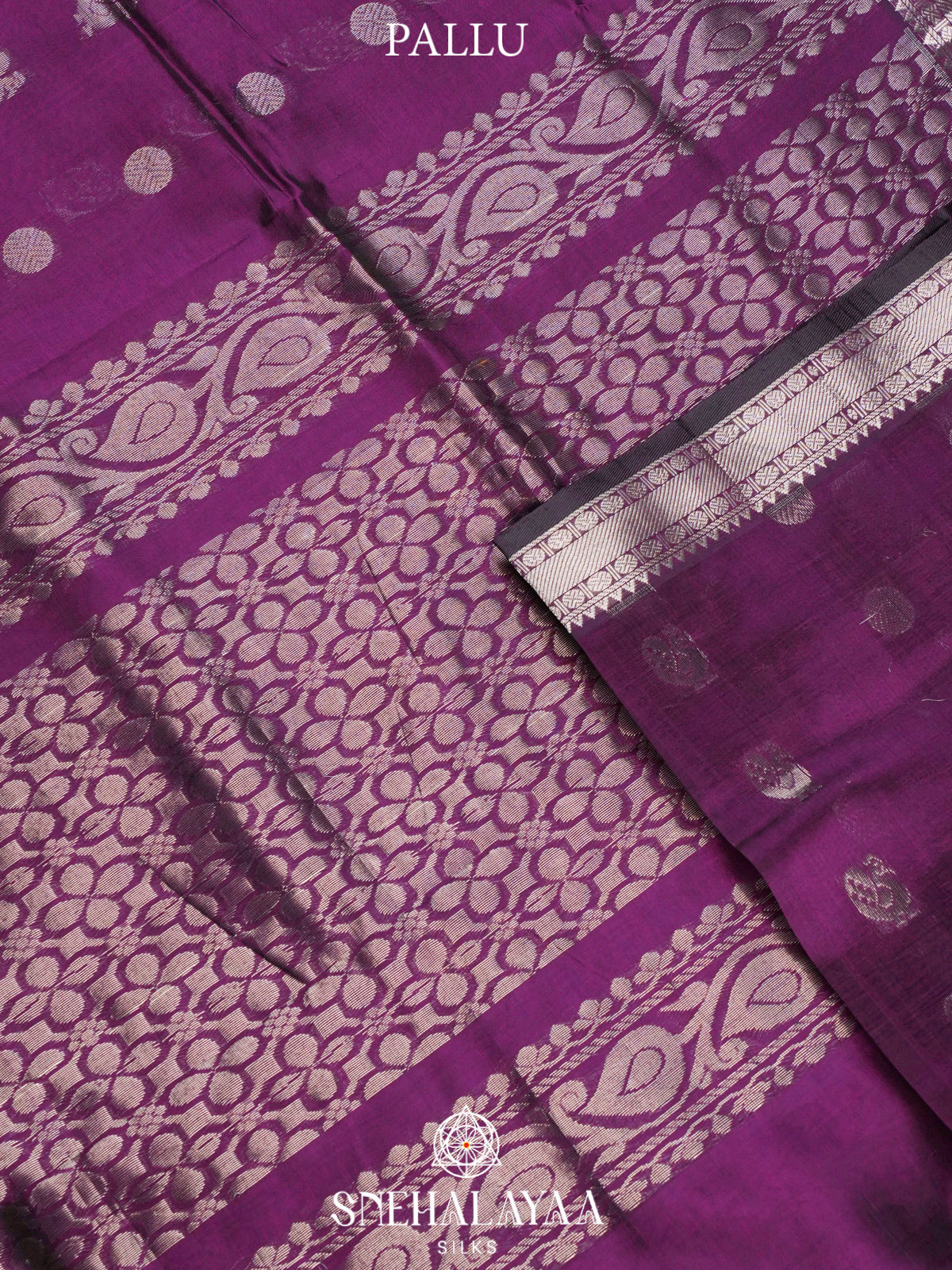 Purple Kuppadam Silk Cotton Saree with Floral Zari Border