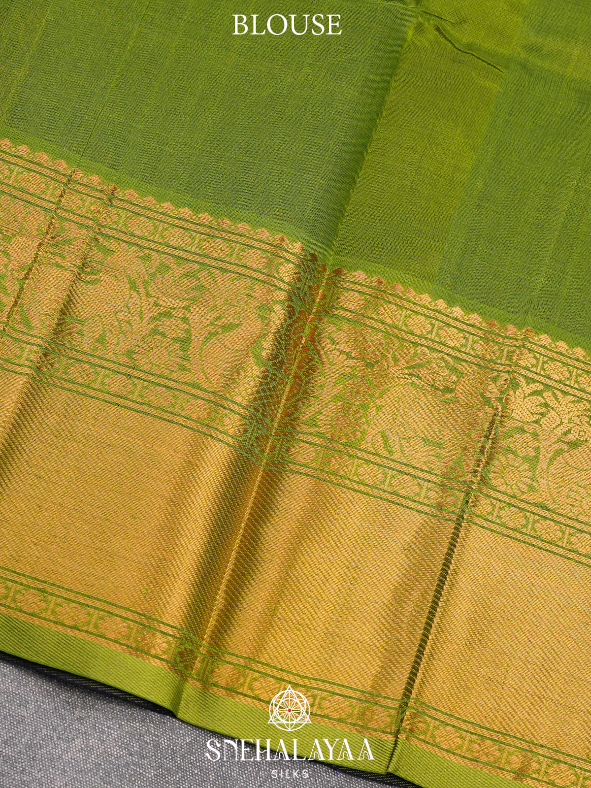 Ink Blue Kuppadam Silk Cotton Saree with Elephant Zari Border