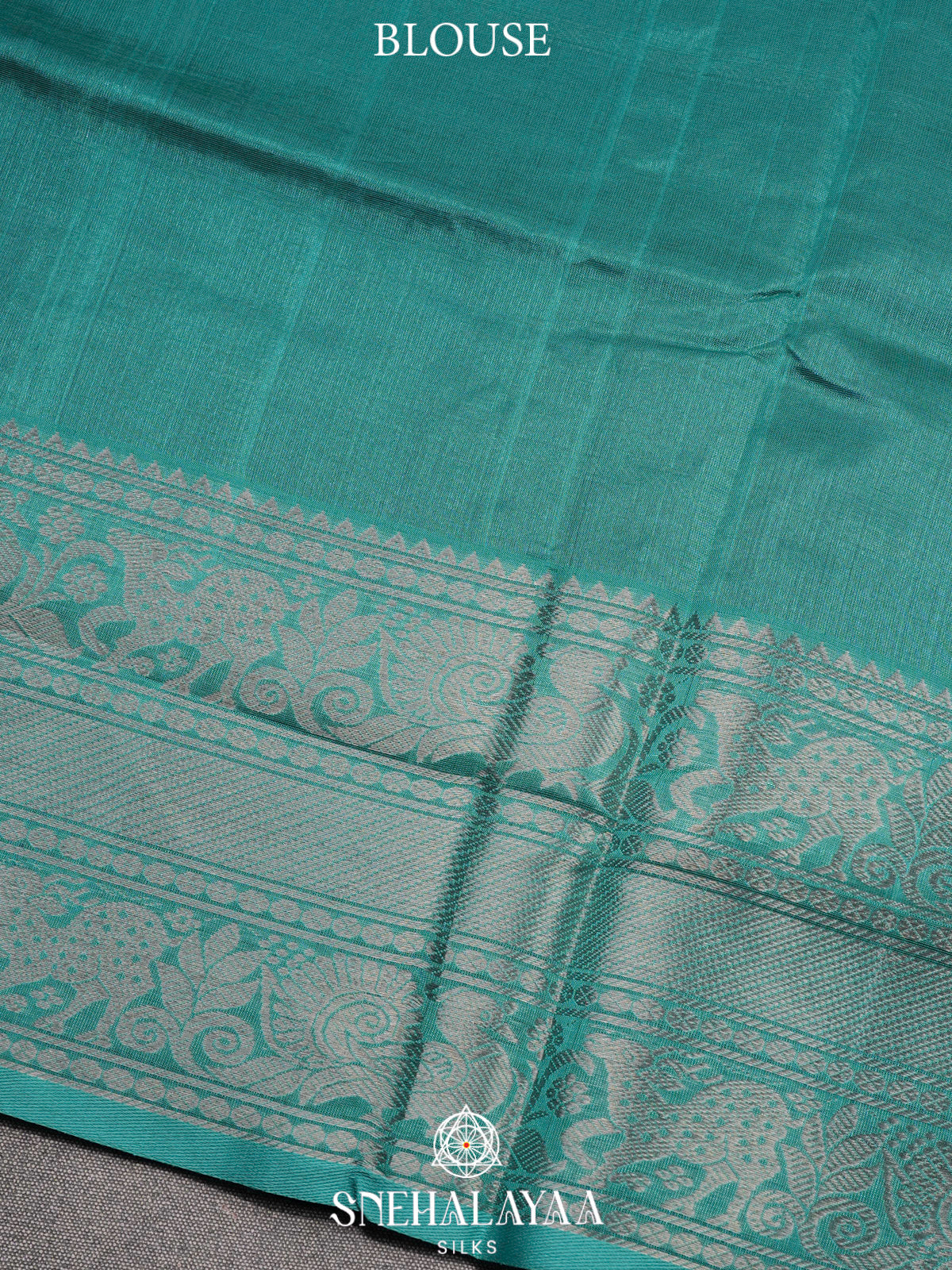 Navy Blue Kuppadam Silk Cotton Saree with Silver Zari Border