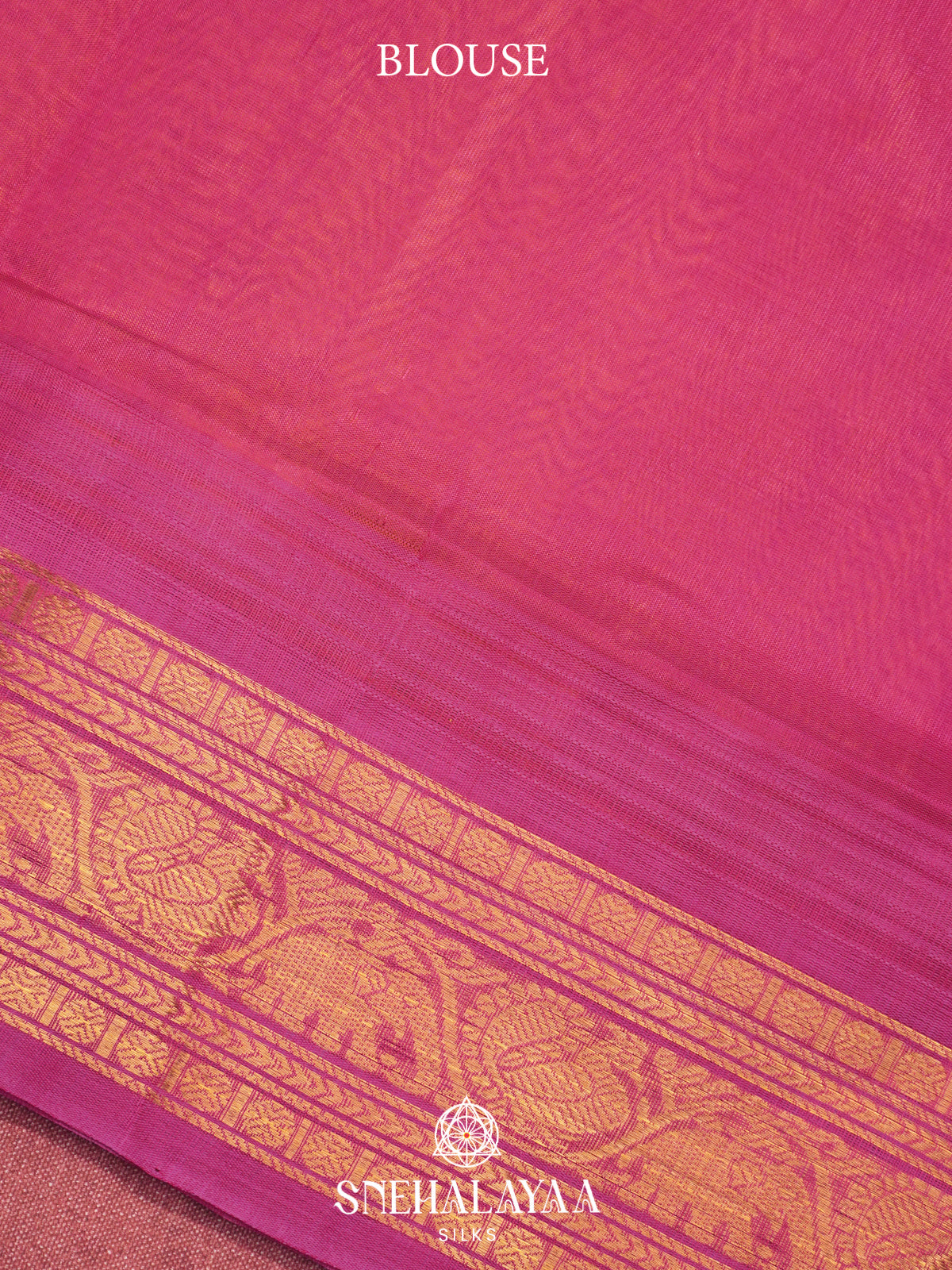 Yellow Kanchi Silk Cotton Saree with Gold Zari Buttas & Contrast Pink Border