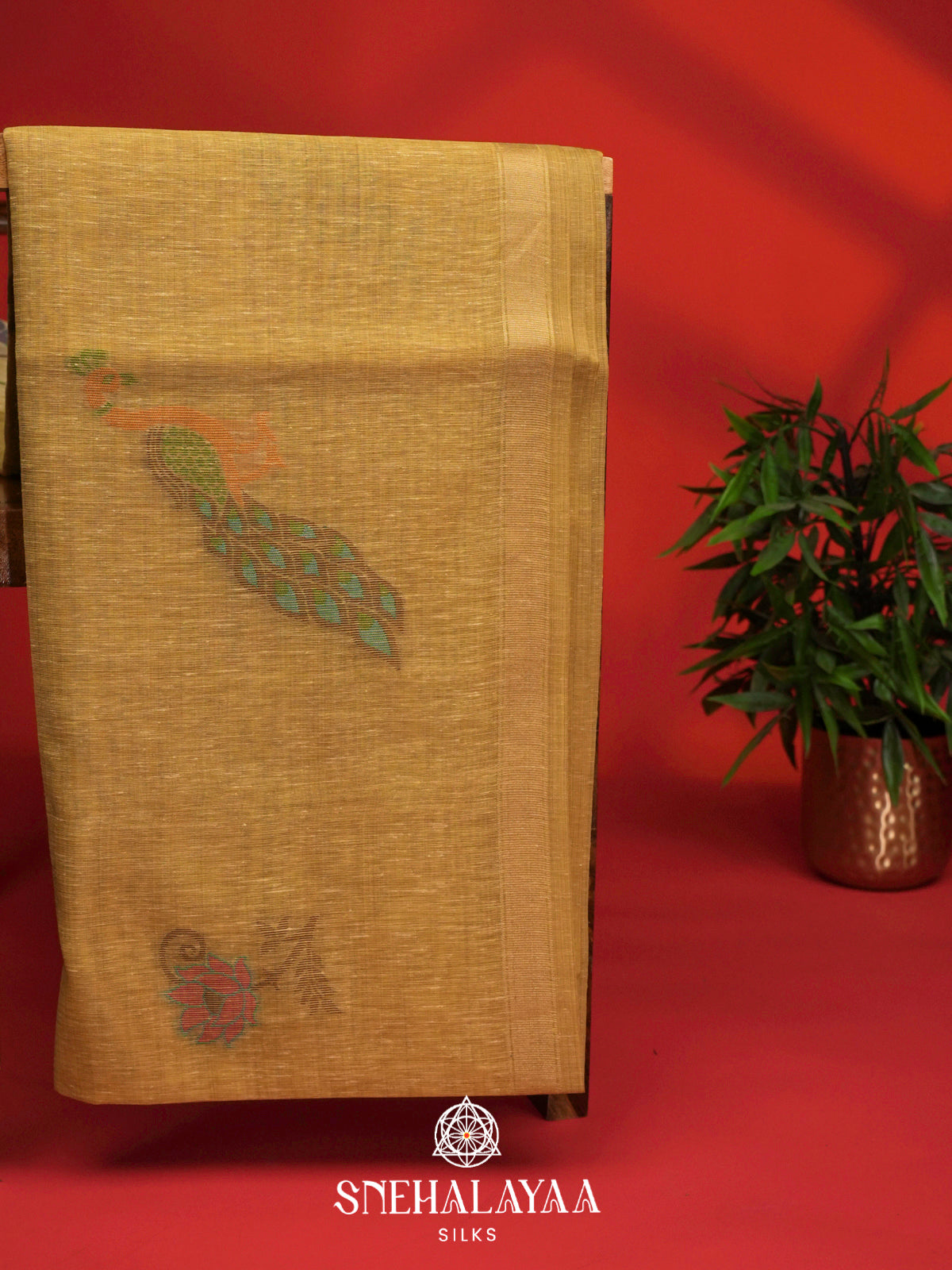 Rust Orange Linen Saree