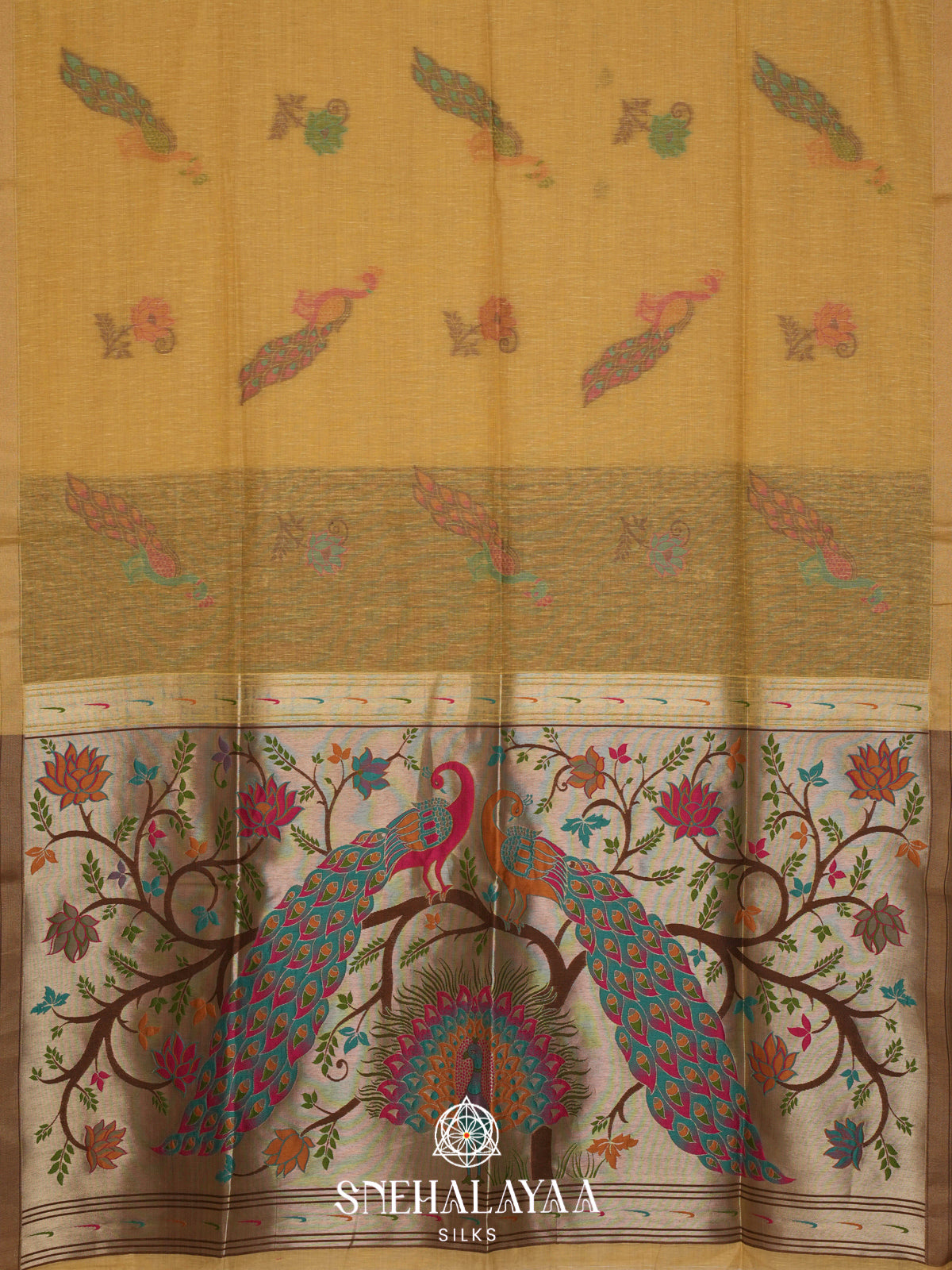 Rust Orange Linen Saree